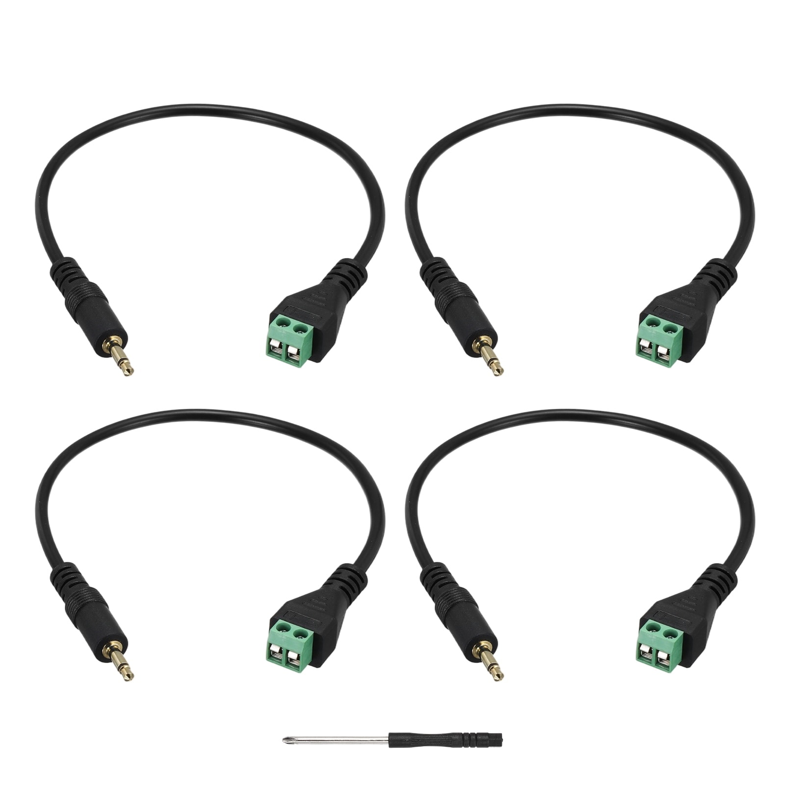 Unique Bargains Gold Plated 3.5mm (1/8 Inch) Screw Terminal Block Cable Mono Audio Male Jack to AV 2 Pin Screw Video Balun Terminal Adapter Connector Cable 4pcs(30cm/12Inch)