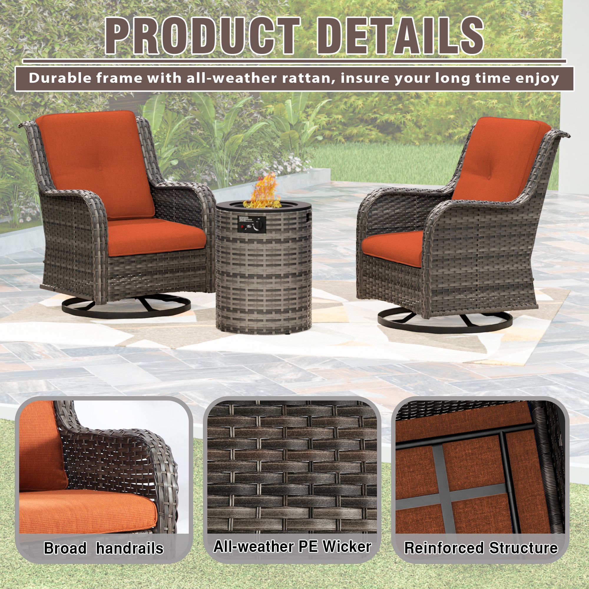 Gardenbee 2M81Z12-ORG Patio-Conversation-Sets - View #7