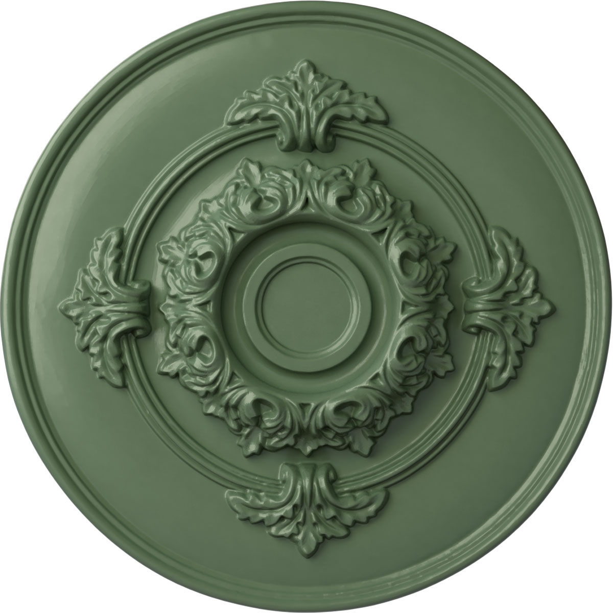 Ekena Millwork CM13MOAGF Monique 13.75-in W x 13.75-in L Painted Athenian Green Polyurethane Whole Ceiling Medallion