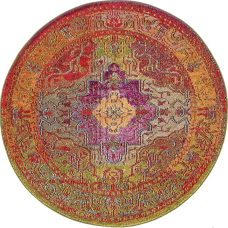 Unique Loom Michaelangelo Vita 8 x 10 Multi/Pink Indoor Medallion Oriental Area Rug Unique Loom Michaelangelo Vita 8 x 10 Multi/Pink Indoor Medallion Oriental Area Rug