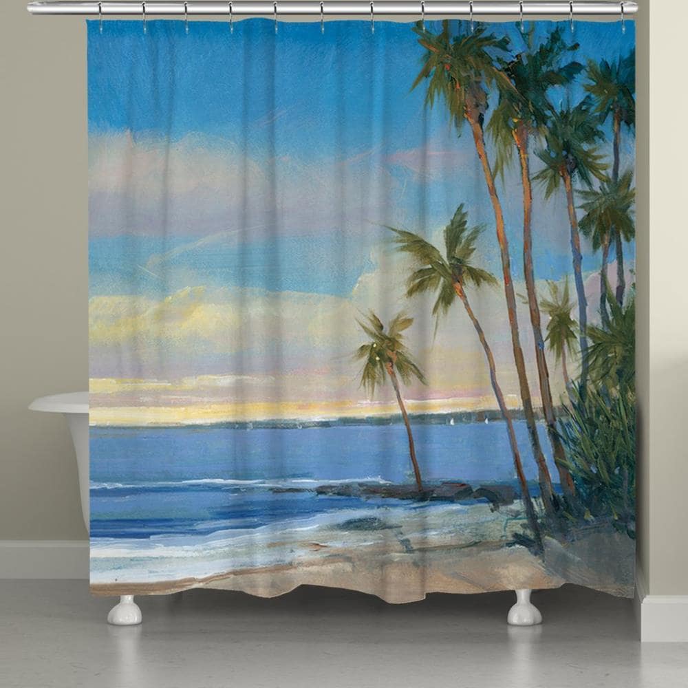 Pictorial Shower Curtain, Plastic Beach Shower Curtain