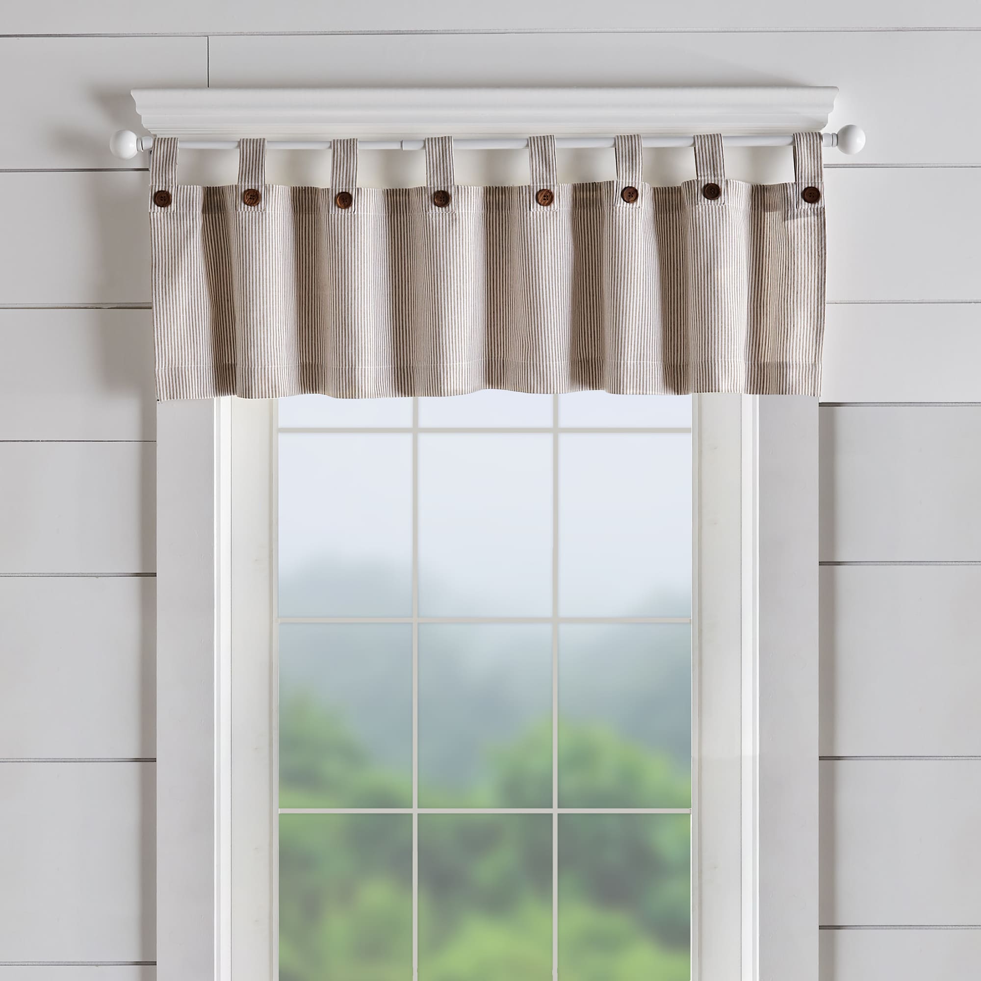 Elrene Home Fashions 194590010065 Tucker Ticking Stripe 15-Inches Linen Cotton Top tab Valance