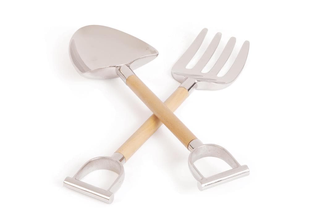 GO Home 11203 2-Pack Brown Wood/Brass Farmhouse Decor Set