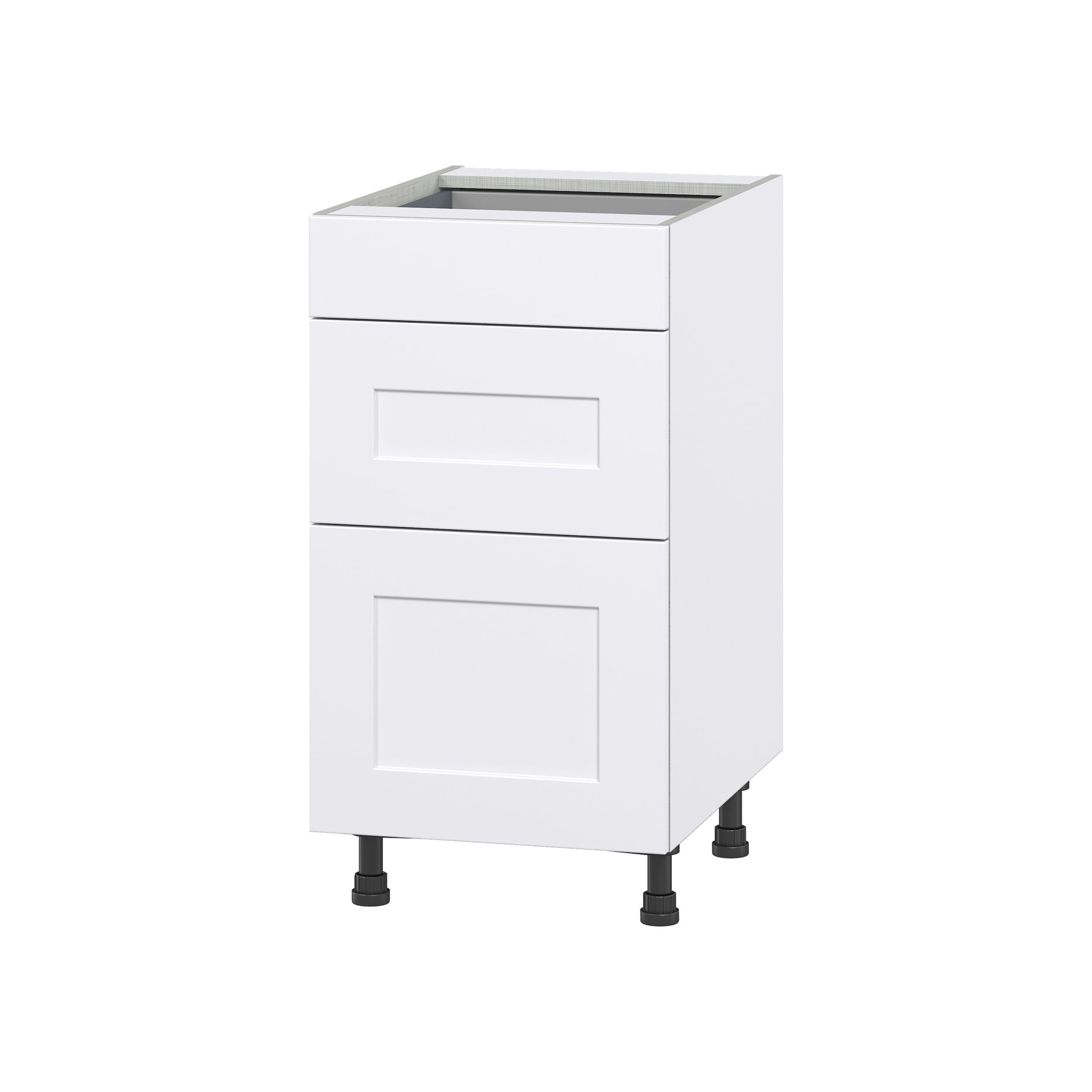 Hugo&Borg Jolie 18-in W x 34.5-in H x 25-in D Warm White 3-Drawer Base Fully Assembled Cabinet