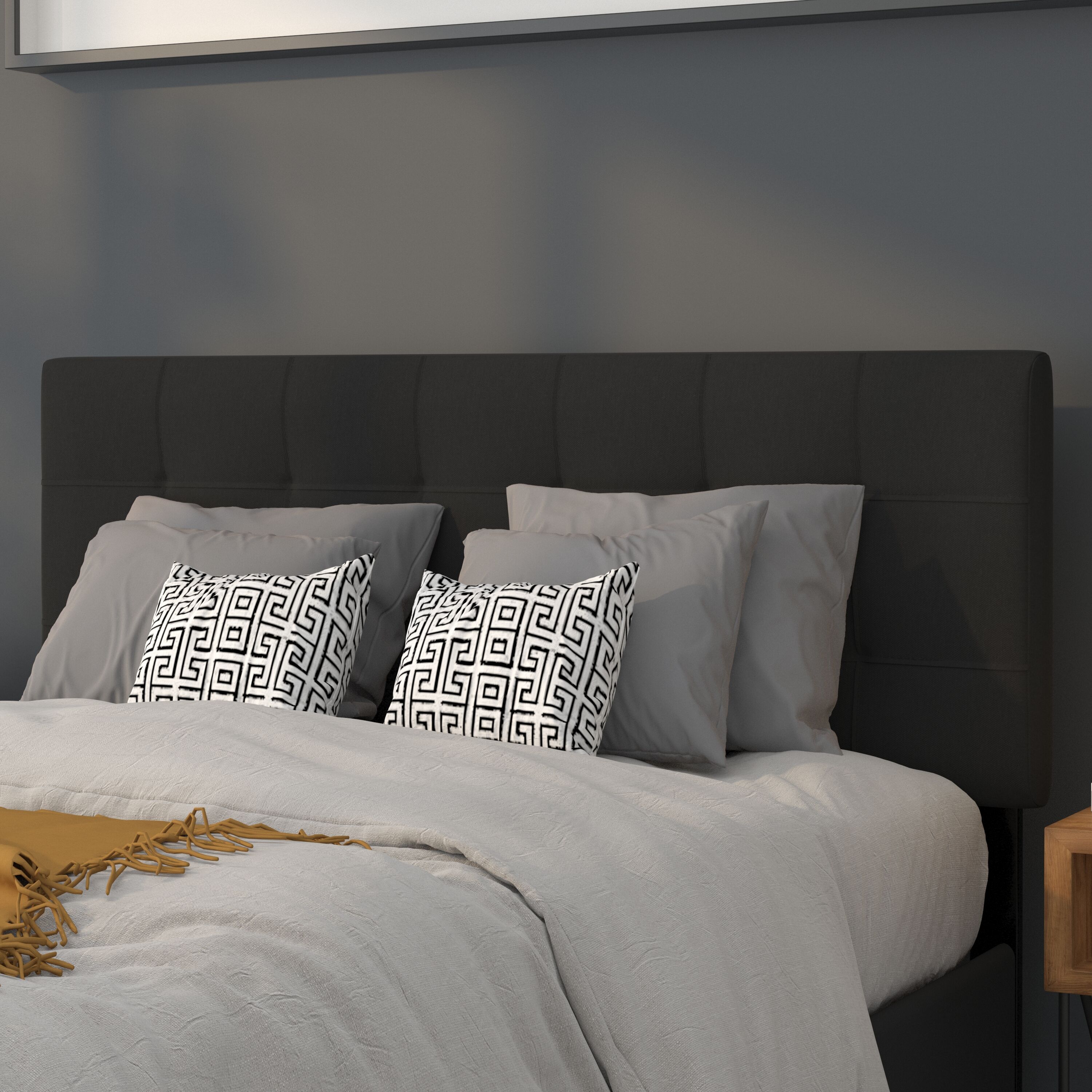 Flash Furniture 889142216940 Bedford Black Full Polyester Upholstered Headboard