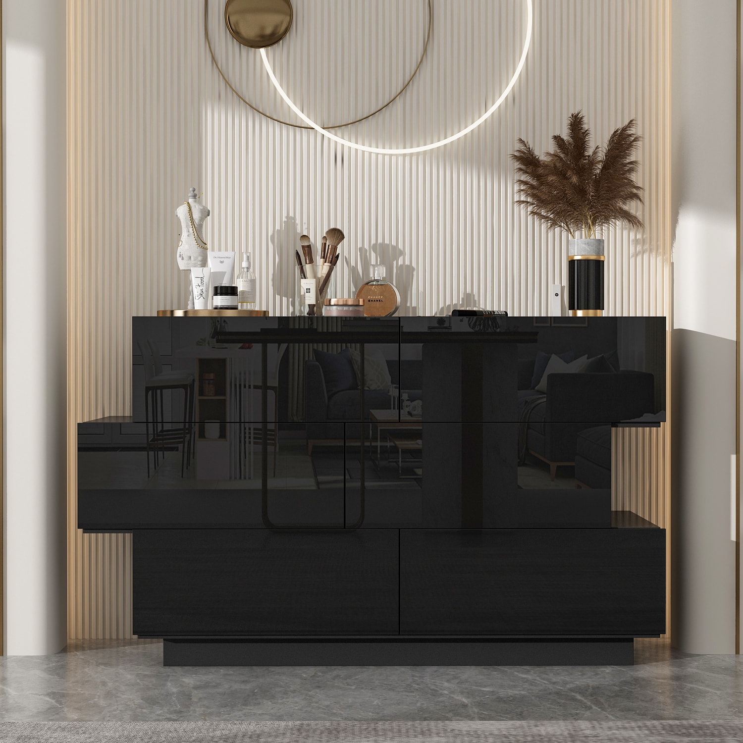 FUFU&GAGA RA0075-01 Black 9 -Drawer Standard dresser