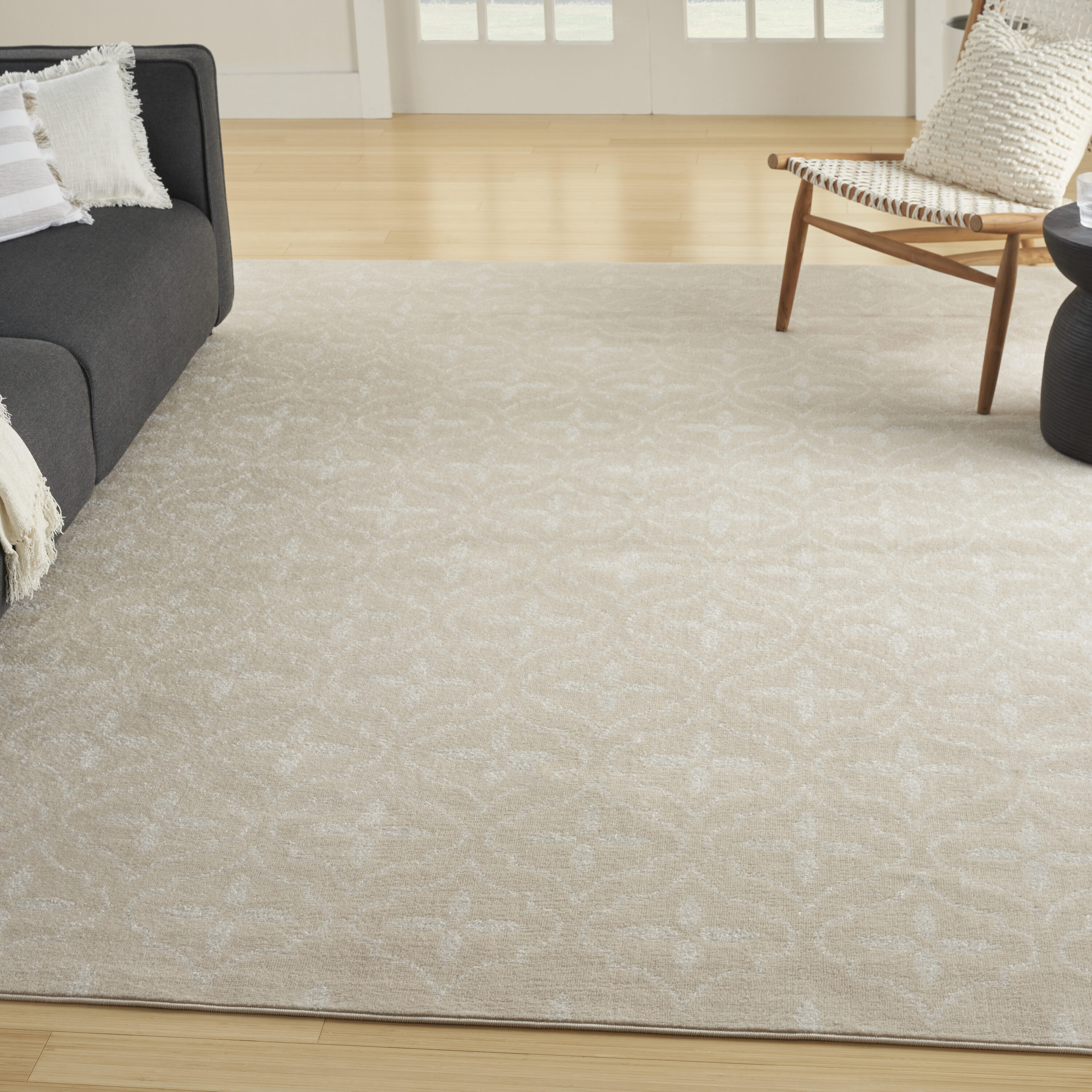 Nourison Home 099446940476 Essentials 8 x 10 (ft) Loomed Polypropylene Ivory Beige Rectangular Indoor/Outdoor Trellis Area rug