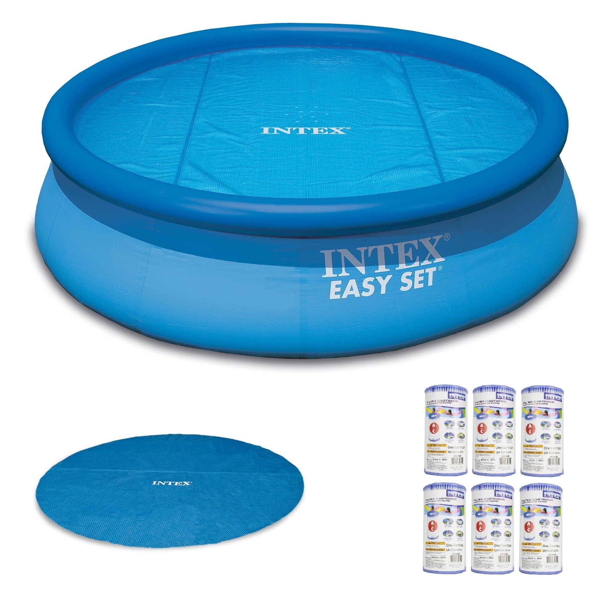 Intex  Inflatable Round Pool 18’ Round Solar Pool Cover and Type A Filter (6 Pack)
