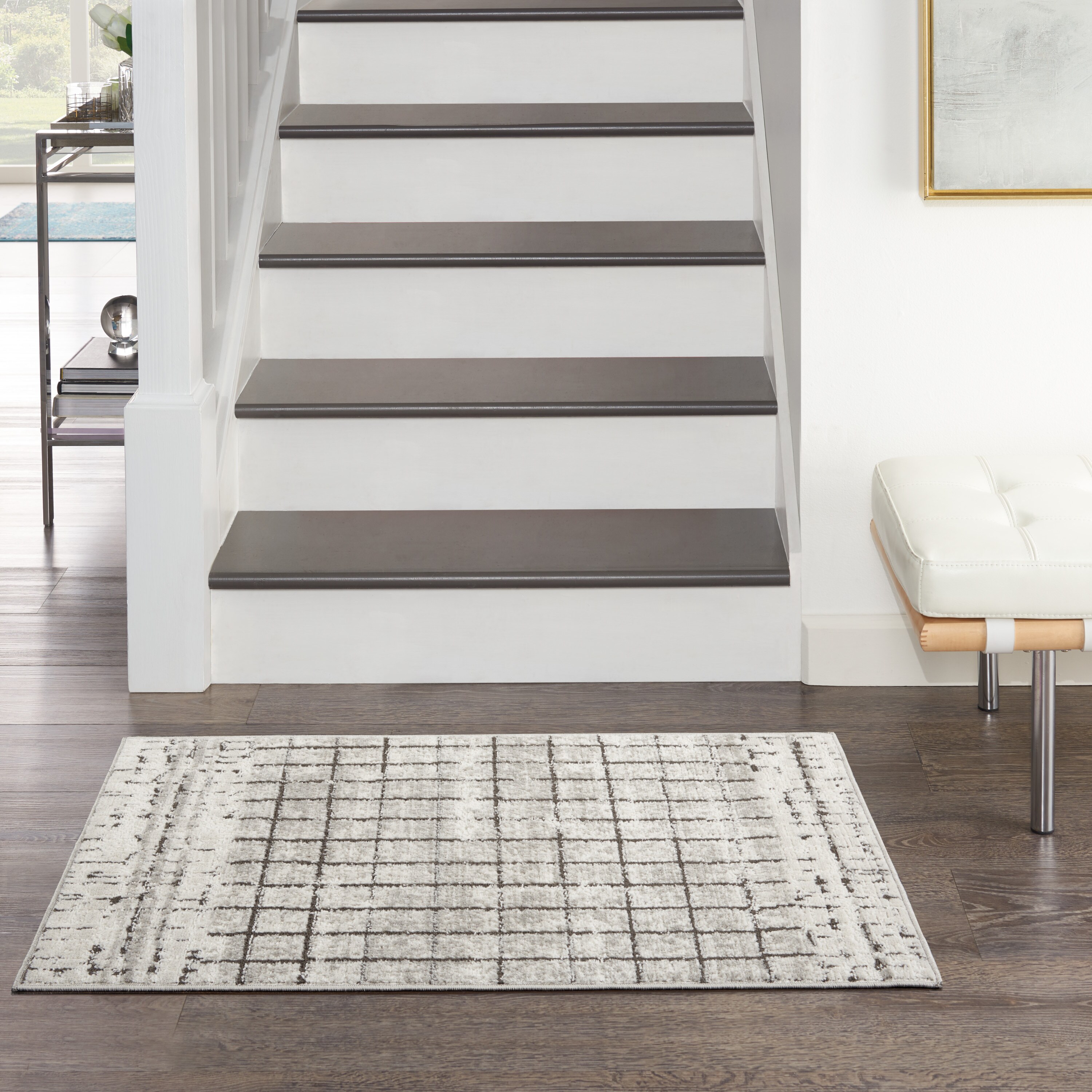 Nourison 099446822604 Concerto 2 x 4 (ft) Loomed Polypropylene Ivory/Grey Rectangular Indoor Abstract Area rug