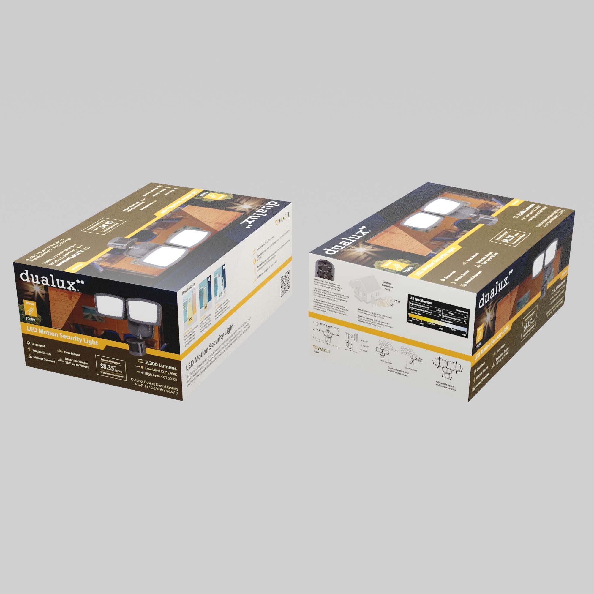 Bronze Dual Head LED Motion Sensor Outdoor Security Flood Light
