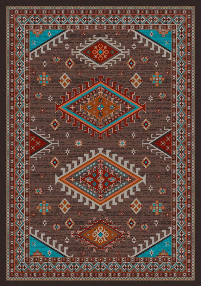 American Dakota 0217BRN200 4 X 5 (ft) Brown Indoor Southwestern Spot Clean Only Runner Rug