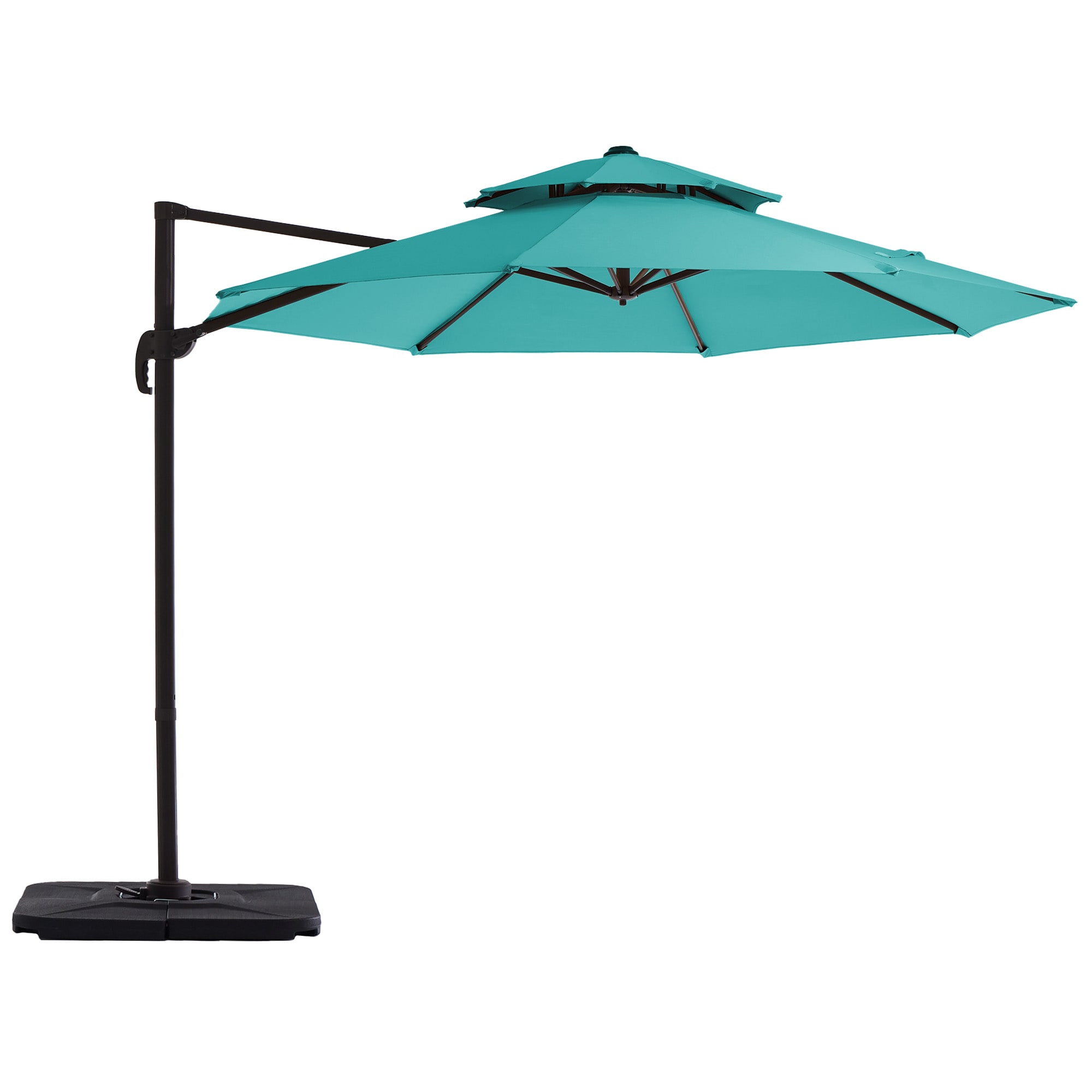JEAREY XNECW-3S-YW 13-ft Aluminum Blue Crank Cantilever Patio Umbrella with Base