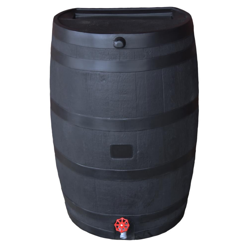 RTS Home Accents Flat Back 50 gallon Eco Rain Barrel – Black