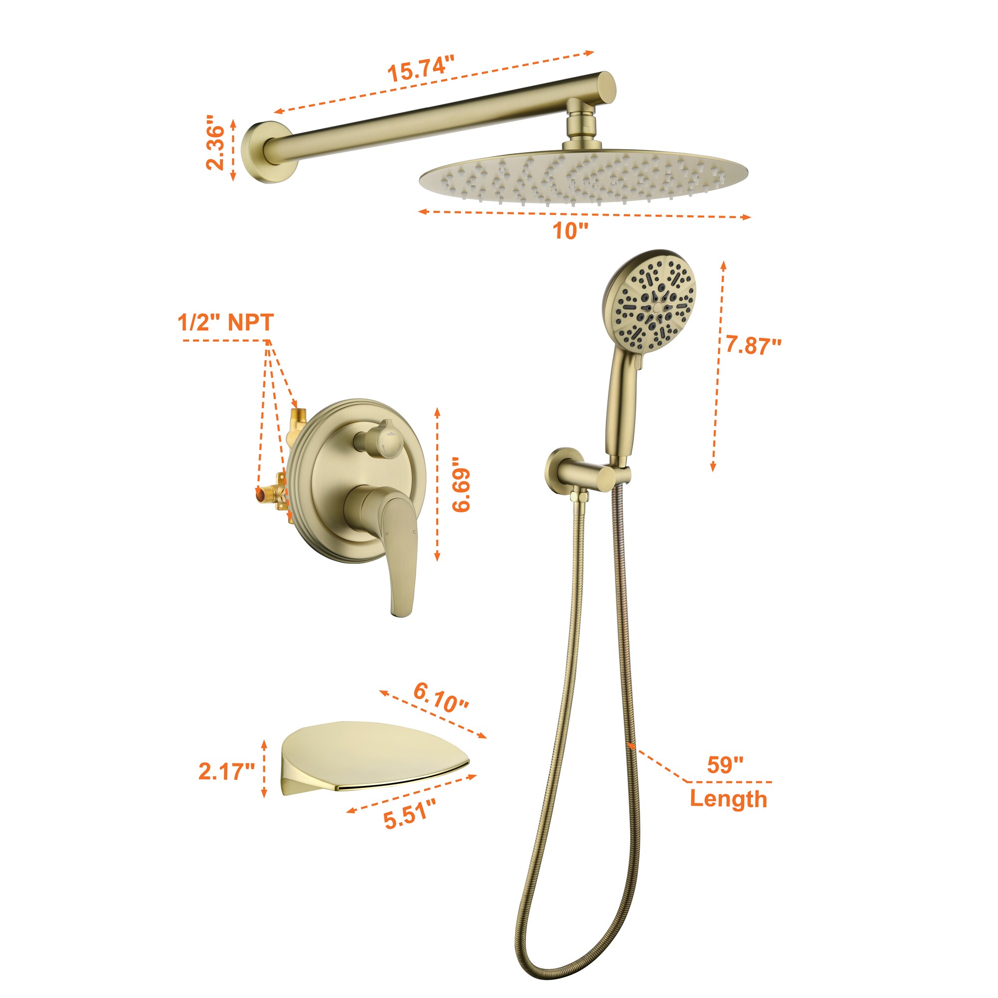 Nestfair SMD0542G Fixed-Showerhead - View #9