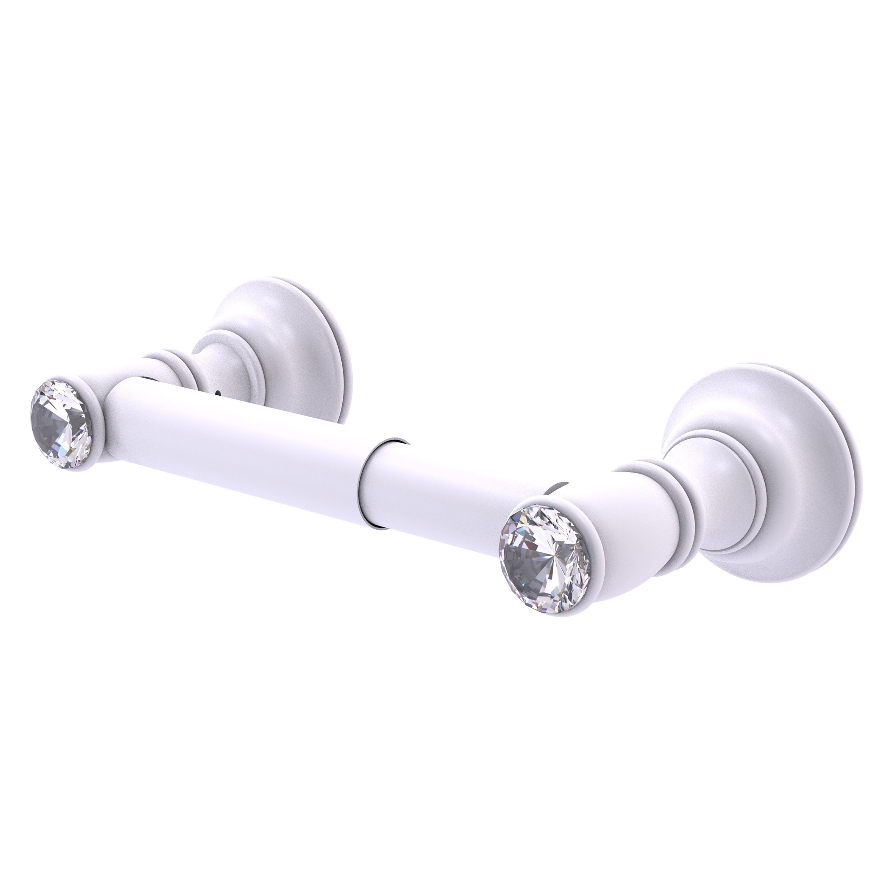 Allied Brass CC-24-WHM Carolina Crystal Matte White Wall mount Double post Toilet Paper Holder 1 -Rolls