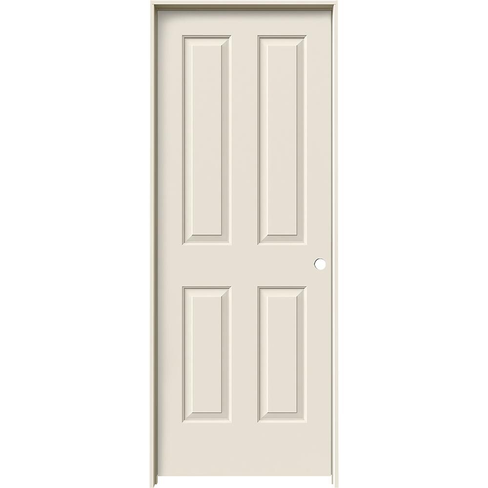 JELD-WEN LOWOLJW136300390 32-in x 80-in Solid Core 4 Panel Square Left Hand Smooth Primed Molded Composite Flat Jamb Single Prehung Interior Door