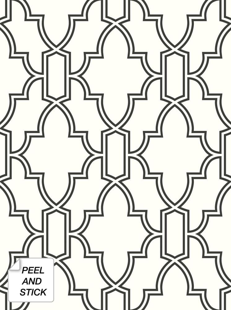 NextWall NW31600 30.75-Sq. Feet Black and White Vinyl Geometric Self-adhesive Peel and Stick Wallpaper