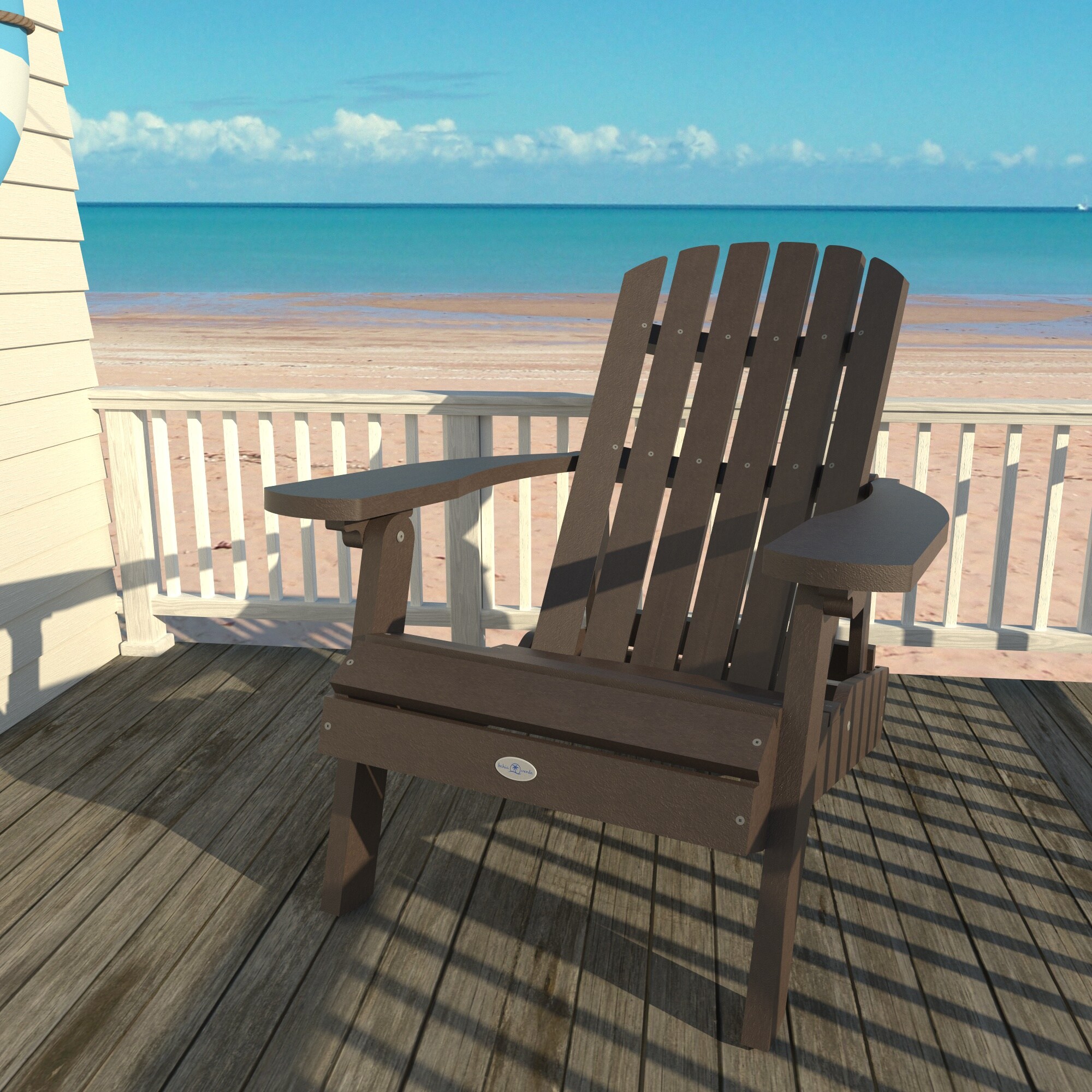 highwood BV-CHL1-MBR Cape Mangrove Brown Poly-lumber Frame Stationary Adirondack Chair with Slat Seat