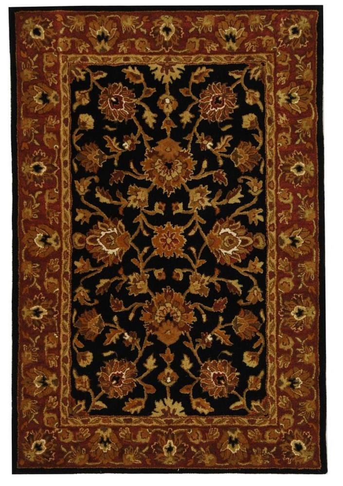 Handmade Tufted Black Wool Rectangular Area Rug 4' x 6'