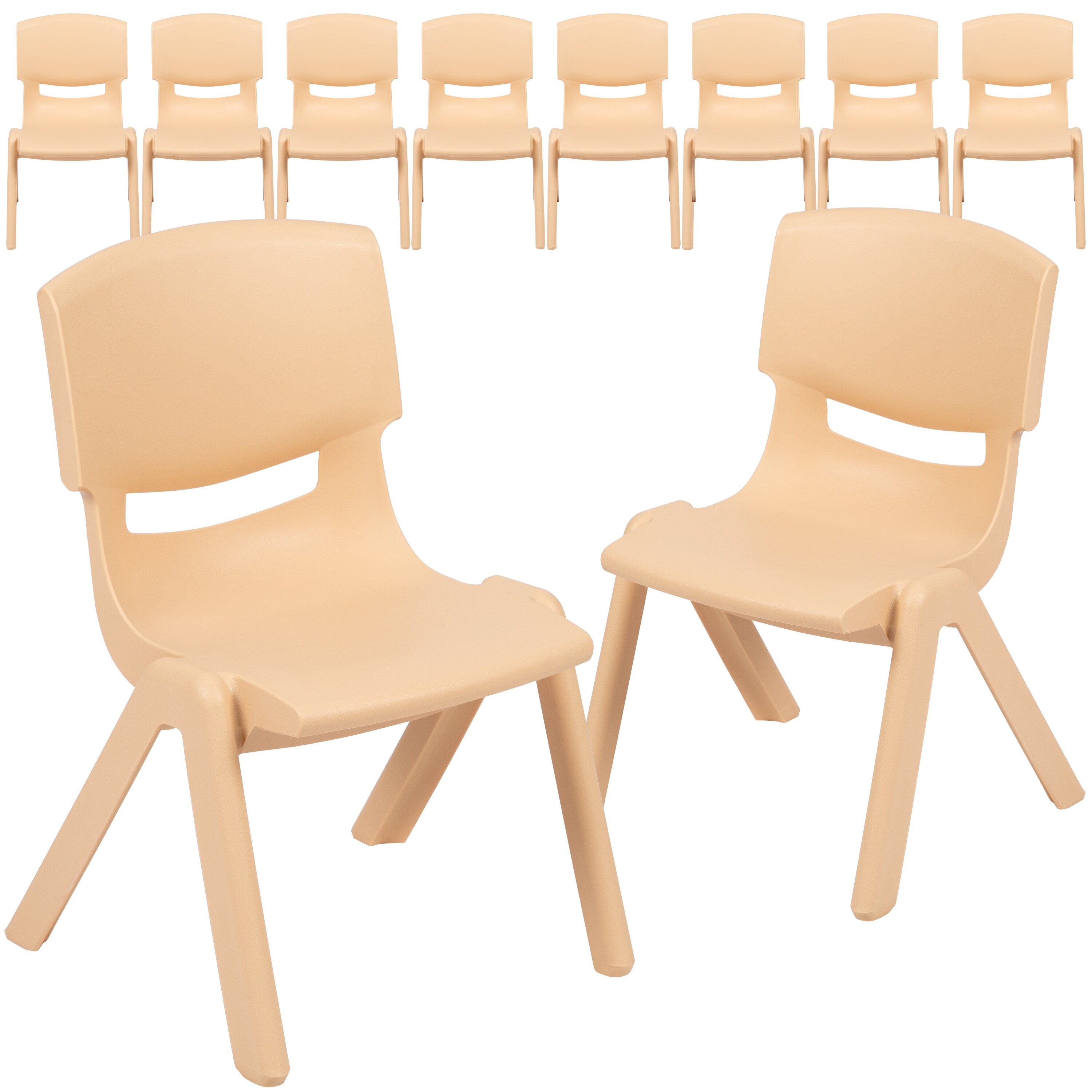 Set of 4 ECR4Kids 12 Contour School Stacking Student Chair Molded Grey 