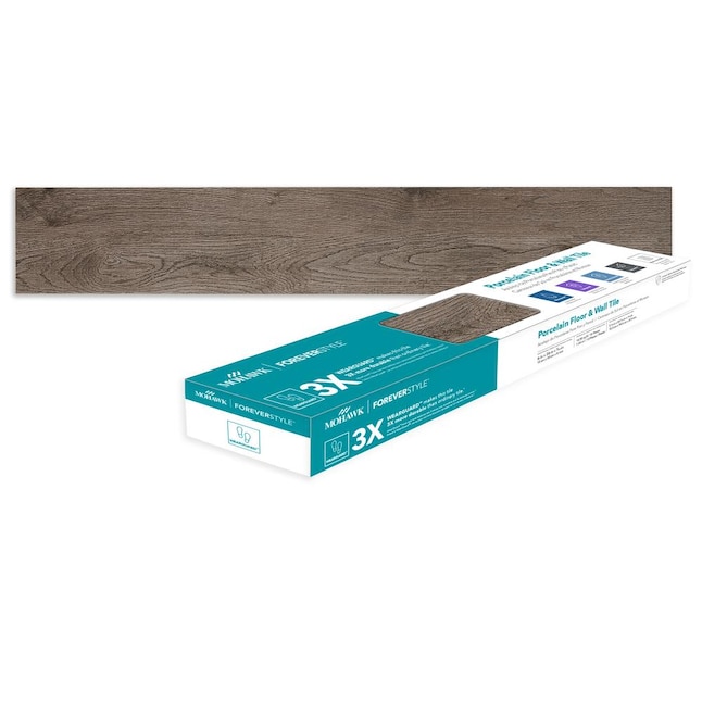 Mohawk ForeverStyle Smoke Wood 6-in x 36-in Matte Porcelain Wood Look Floor Tile Mohawk ForeverStyle Smoke Wood 6-in x 36-in Matte Porcelain Wood Look Floor Tile