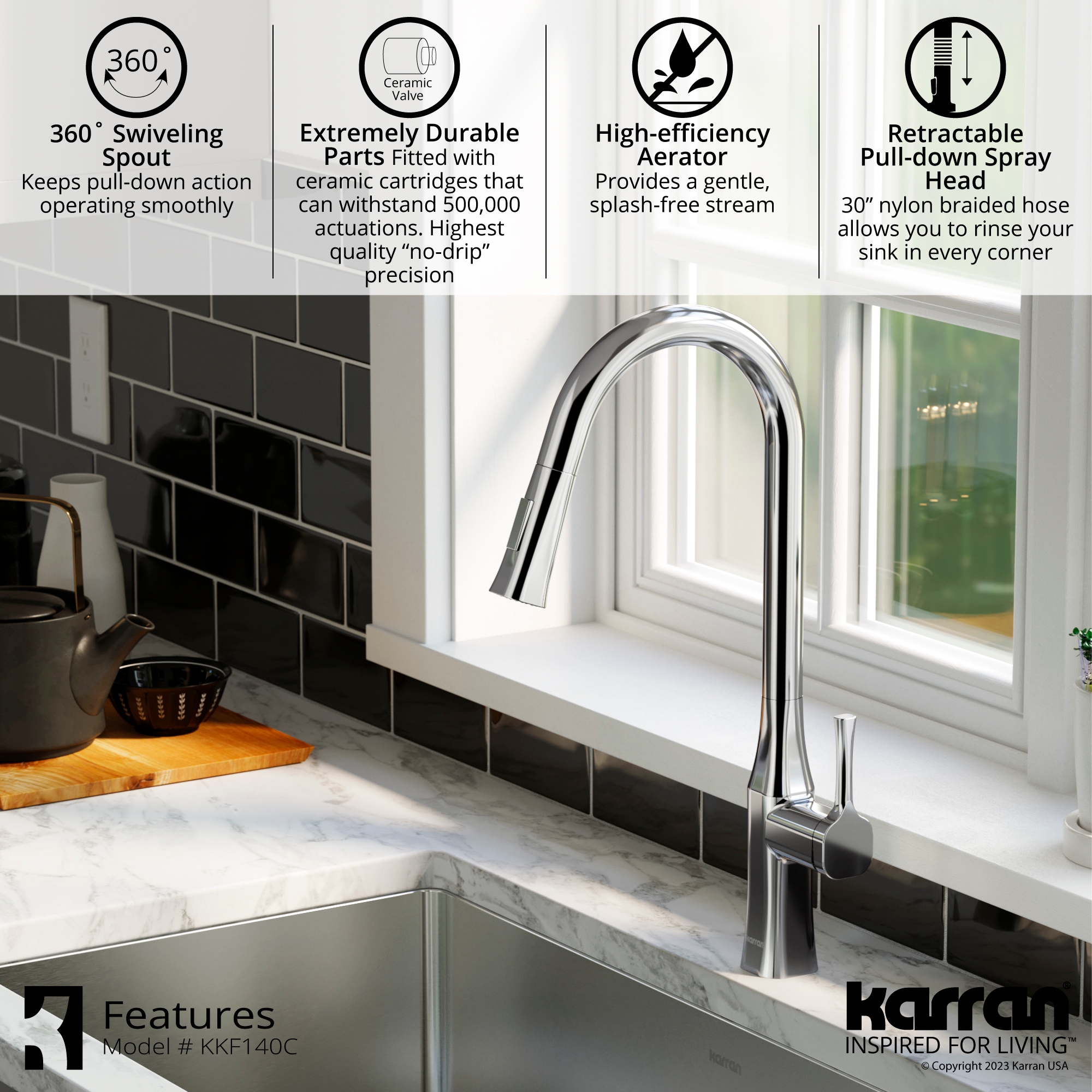 Chrome Single Handle Pull-Down Sprayer Kitchen Faucet