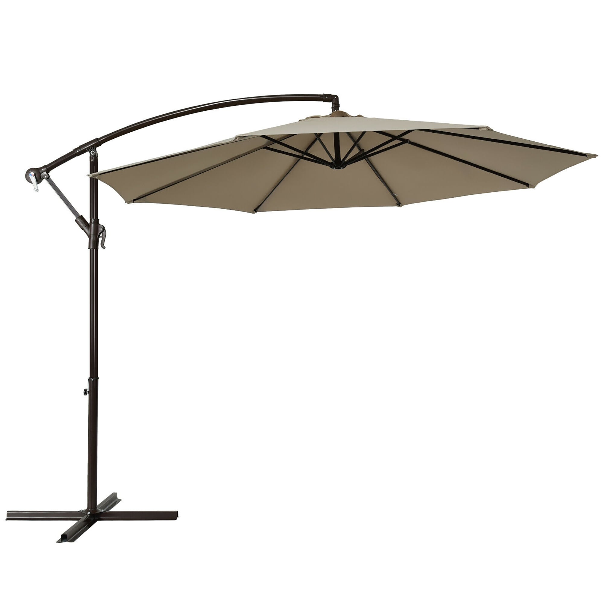 CASAINC WSI-W65627951 10-Feet Steel Tan Crank Cantilever Patio Umbrella