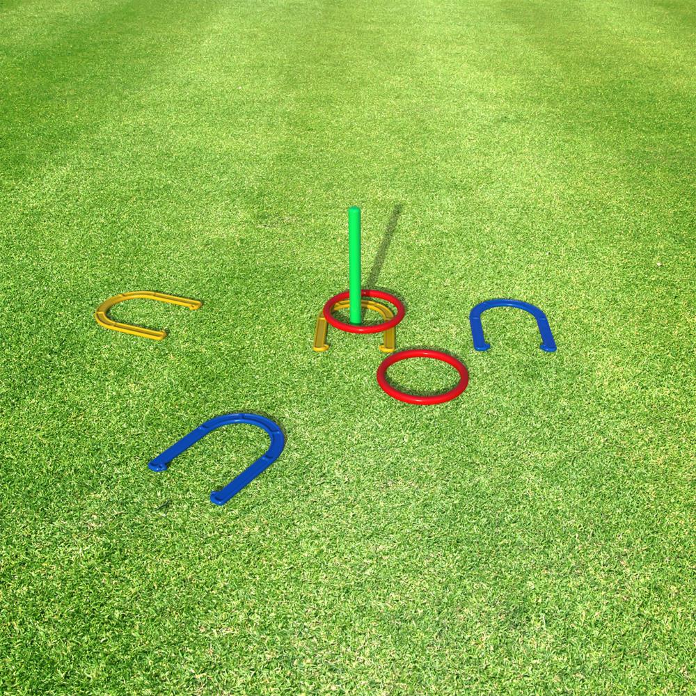 SpeedArmis Horseshoes Outside Game Set - Universal Size Lawn Horseshoes  Outdoor Games for Parties Beach Backyard, Includes 4 Horseshoes, 2 Steel