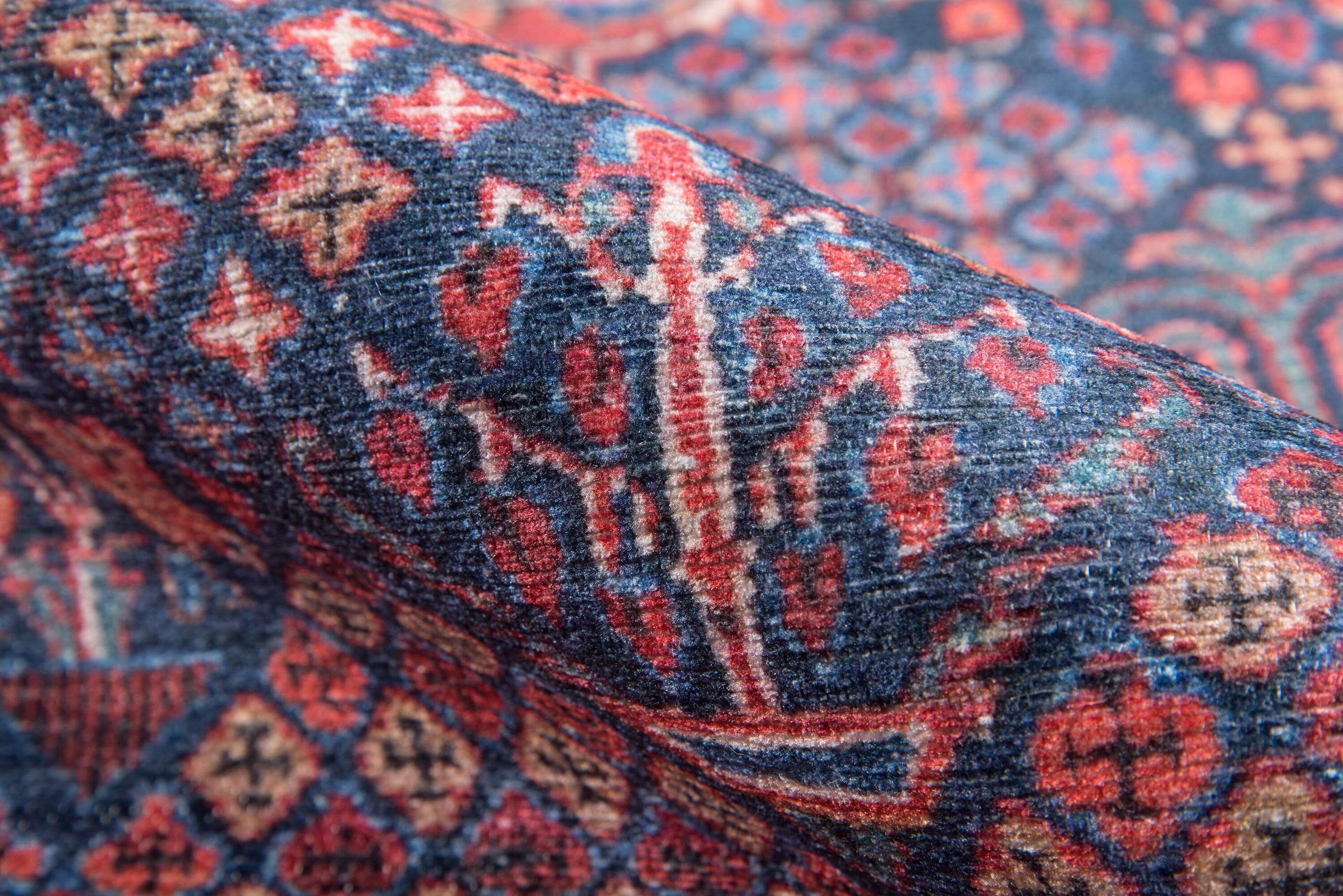 Afshar Navy Blue and Red Synthetic Rectangular Area Rug 2' x 3'