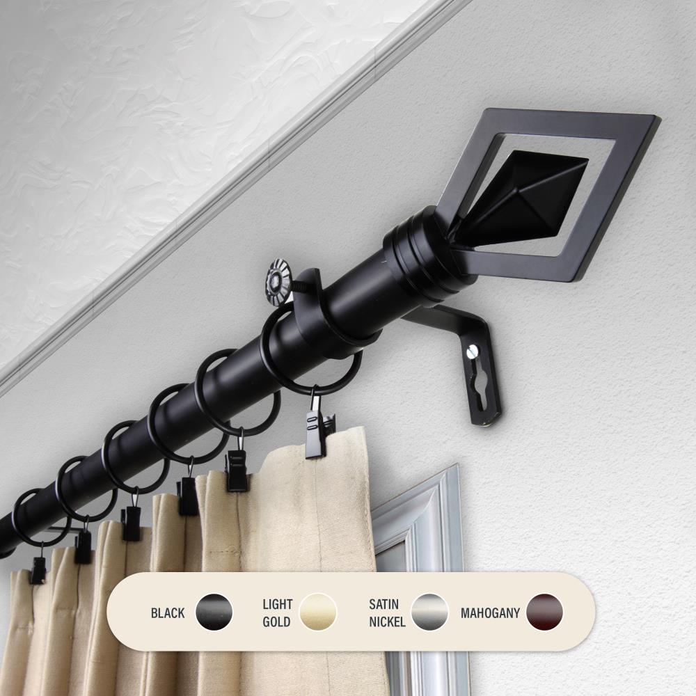 Hart & Harlow L100-69-992 1-in Liliana 120-in to 170-in Black Steel Single curtain rod with Finials