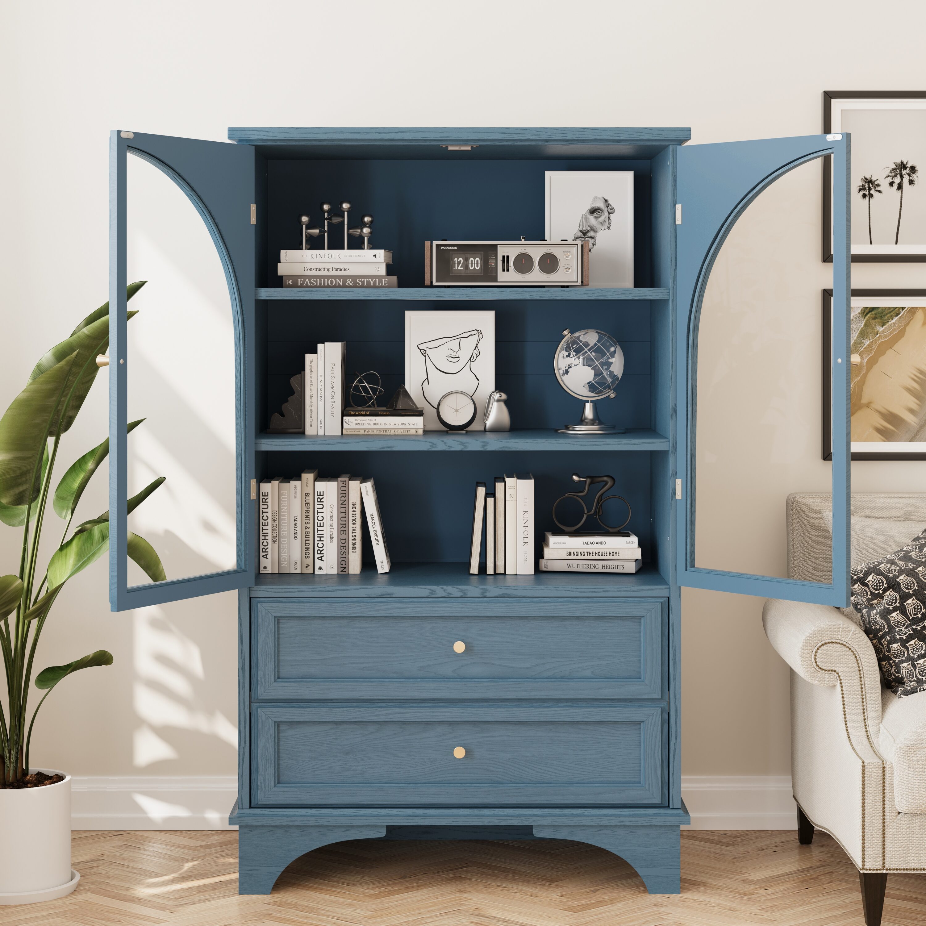 Ama Pear Wooden Display Cabinet with Adjustable Shelf for Home Storage
