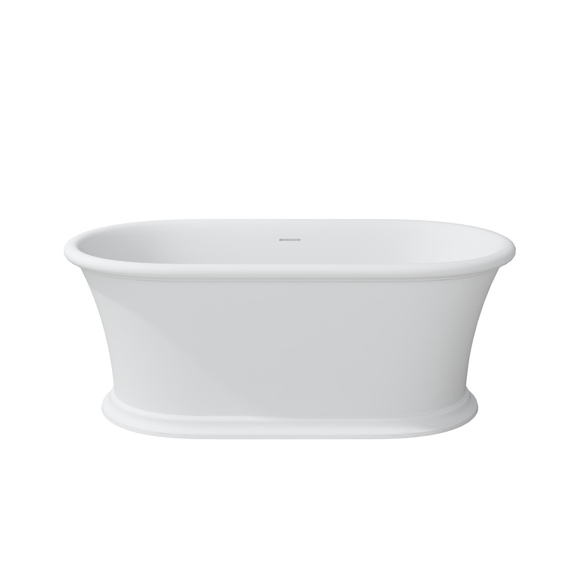 CASAINC CA-1041-SF61MW 30.71-in x 61.02-in Matte White Solid Surface Oval Freestanding Soaking Bathtub with Drain ( Center Drain )