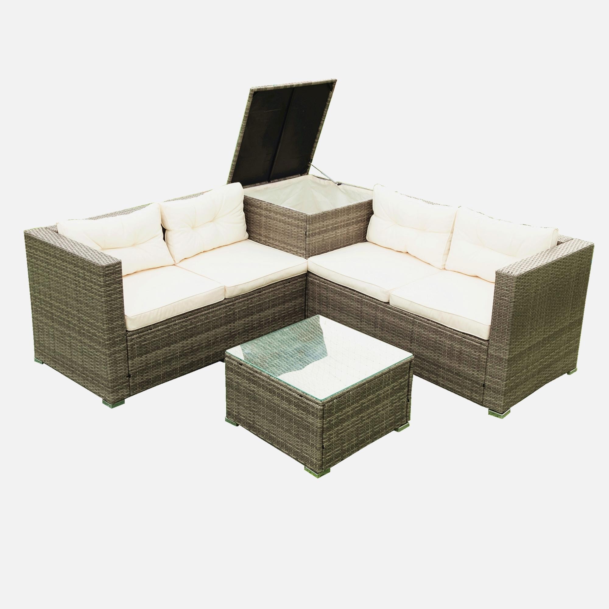 Bayfeve BF-S0033ELF 4 -Piece Rattan Patio Conversation Set with White Cushions