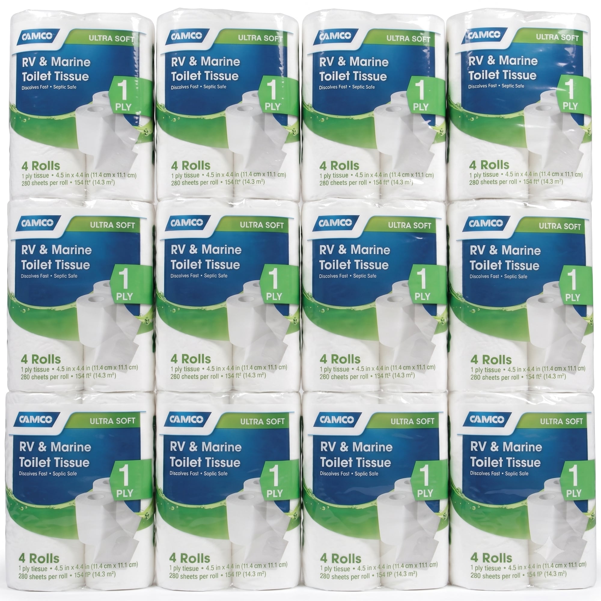 CAMCO  1-Ply Toilet Paper 48 Rolls 280 Flushable Biodegradable Tissue Sheets