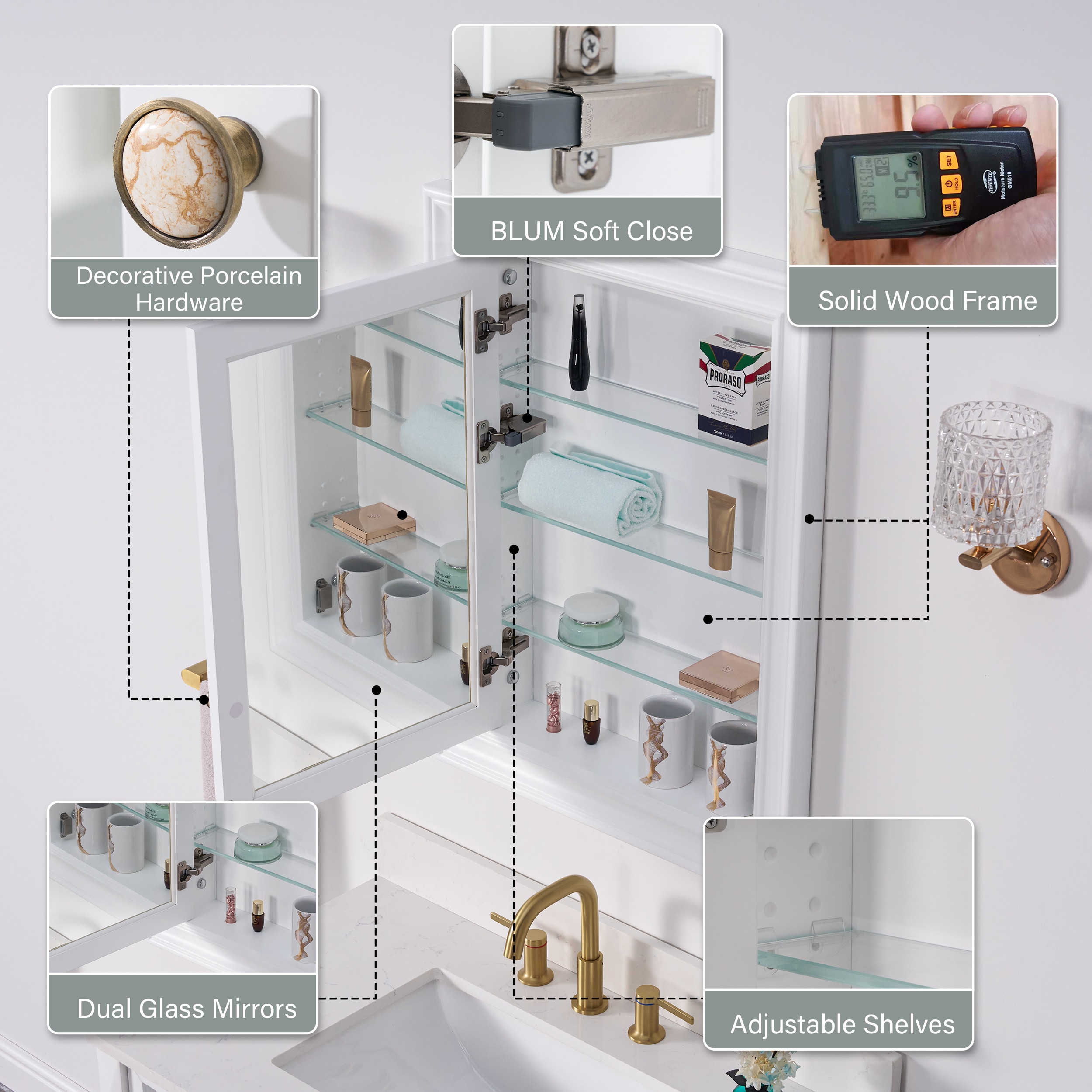 WELLFOR F2432MCL-WT Bathroom-Medicine-Cabinets - View #6