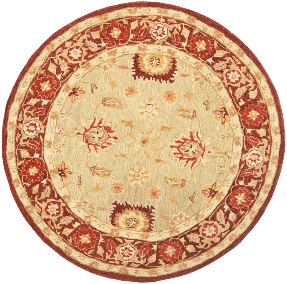 Safavieh AN556A-6R Anatolia Catal 6 x 6 (ft) Tufted Wool Sage/Burgundy Round Indoor Floral/Botanical Vintage Area rug