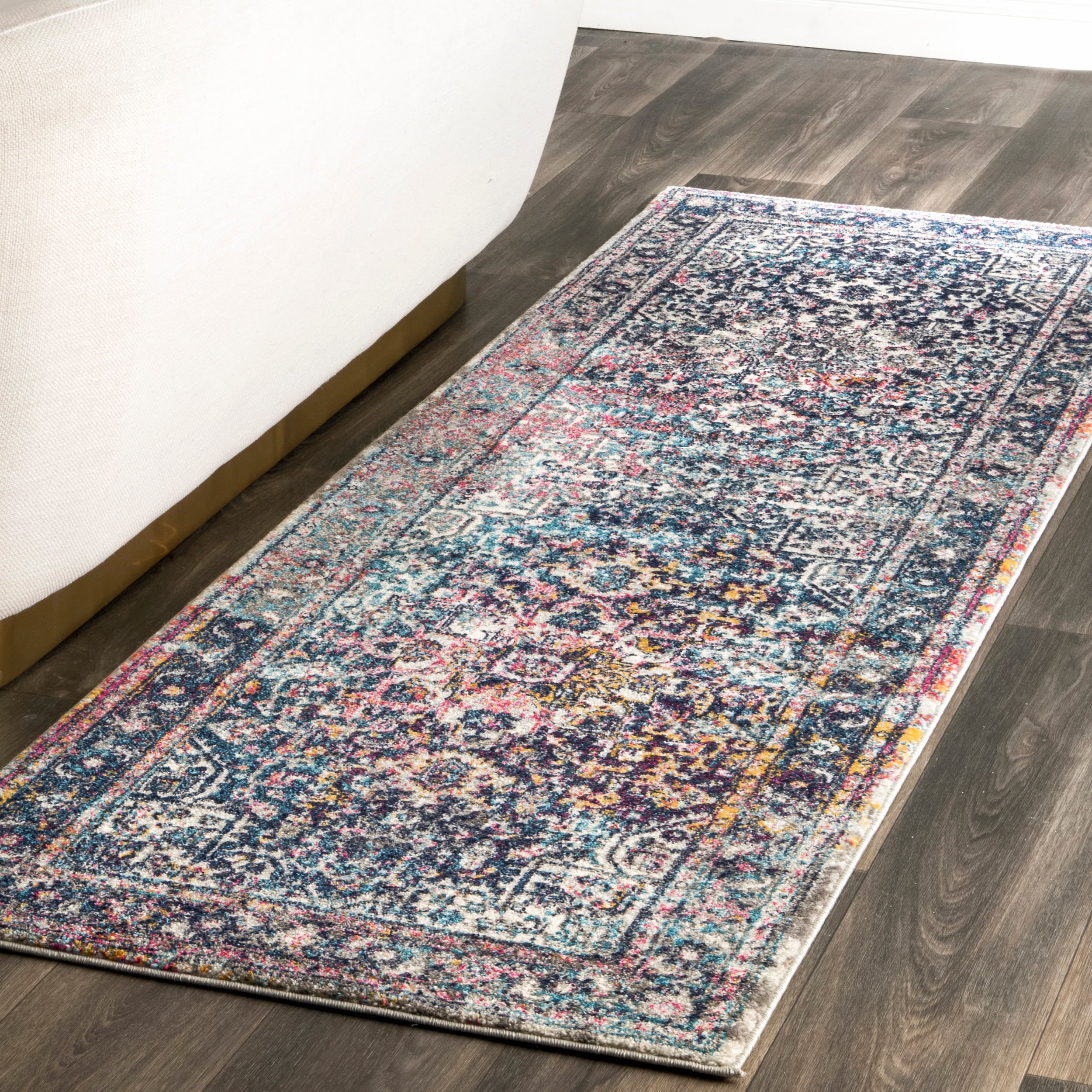 nuLOOM RZBD38A-206 2 x 6 (ft) Loomed Polypropylene Blue Rectangular Indoor Distressed/Overdyed Vintage Runner rug
