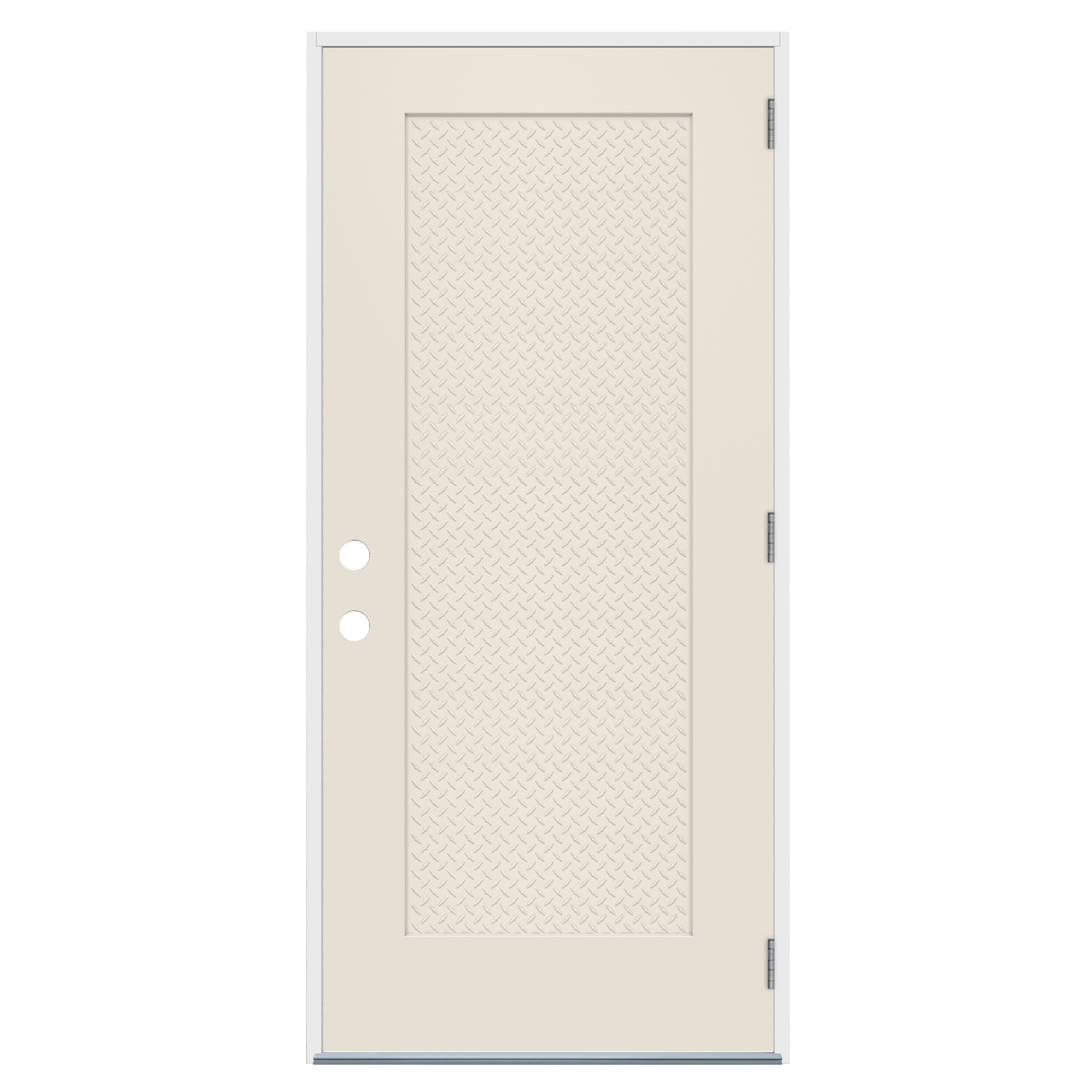 American Building Supply 1049661 32-in x 80-in Steel Left-Hand Inswing Unfinished Diamond Plate- 6 Panel Unfinished Fire Rated Single Front Door Insulating Core