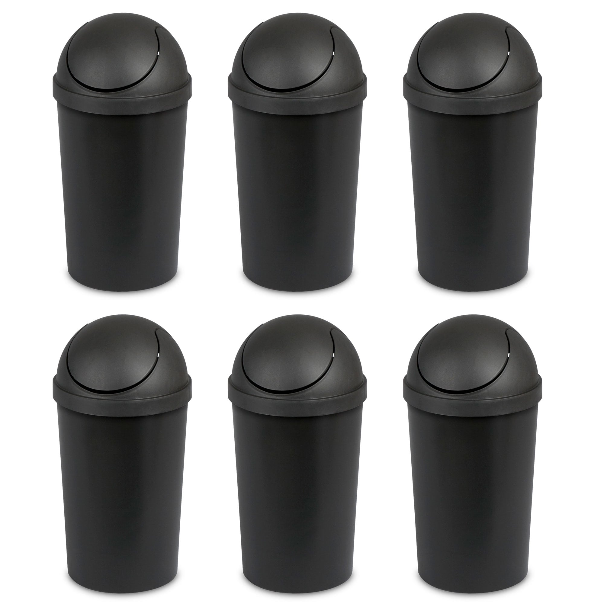 Umbra Mini Waste Can with Swing Lid, Matte Black, 1.5 gal