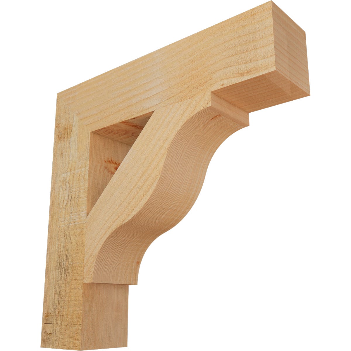 Ekena Millwork BKT04X18X18FST05RDF Funston Block Rough Sawn 4-in x 18-in x 18-in Douglas fir Brown Wood Standard bracket
