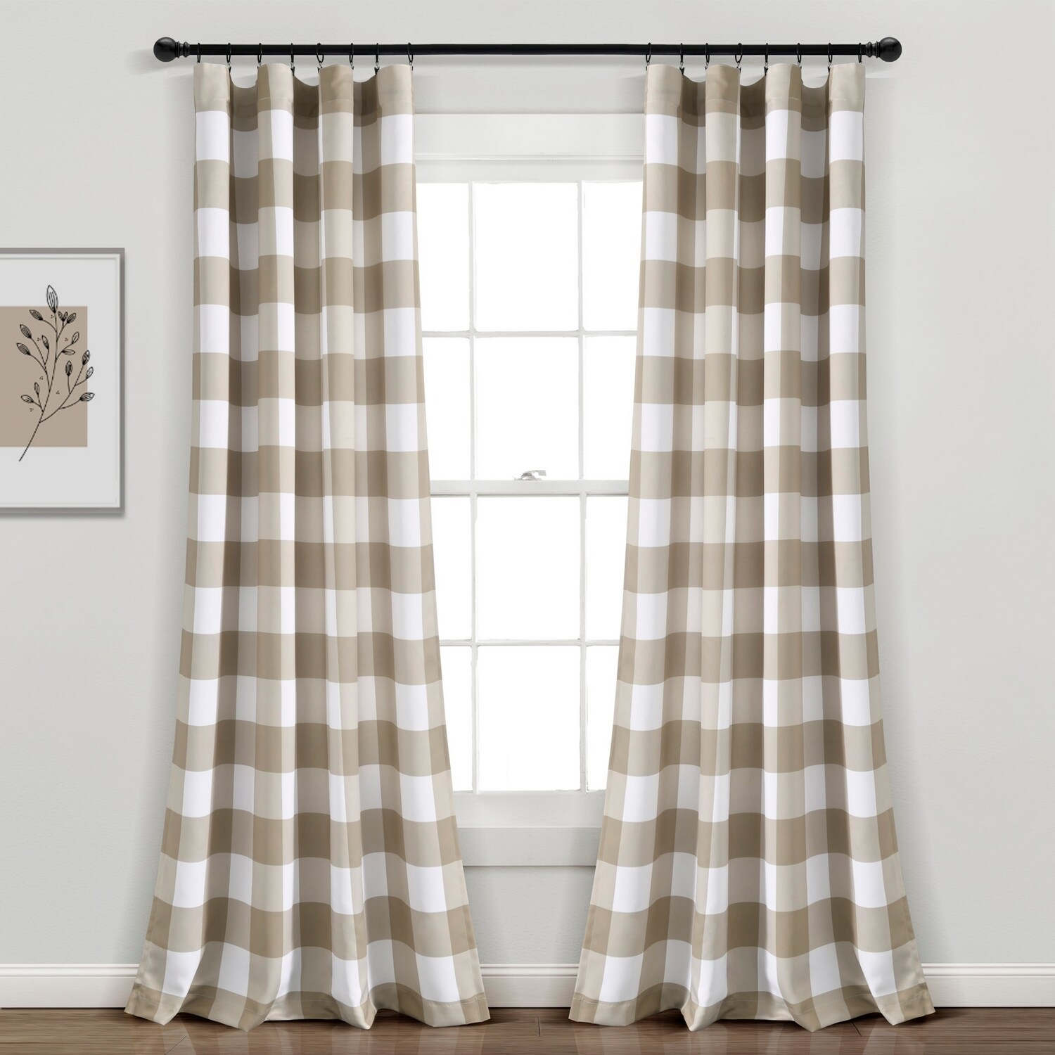 Lush Decor 21T013438 84-in Neutral Striped Light filtering Back tab/Pinch pleat/Rod pocket Curtain panel pair