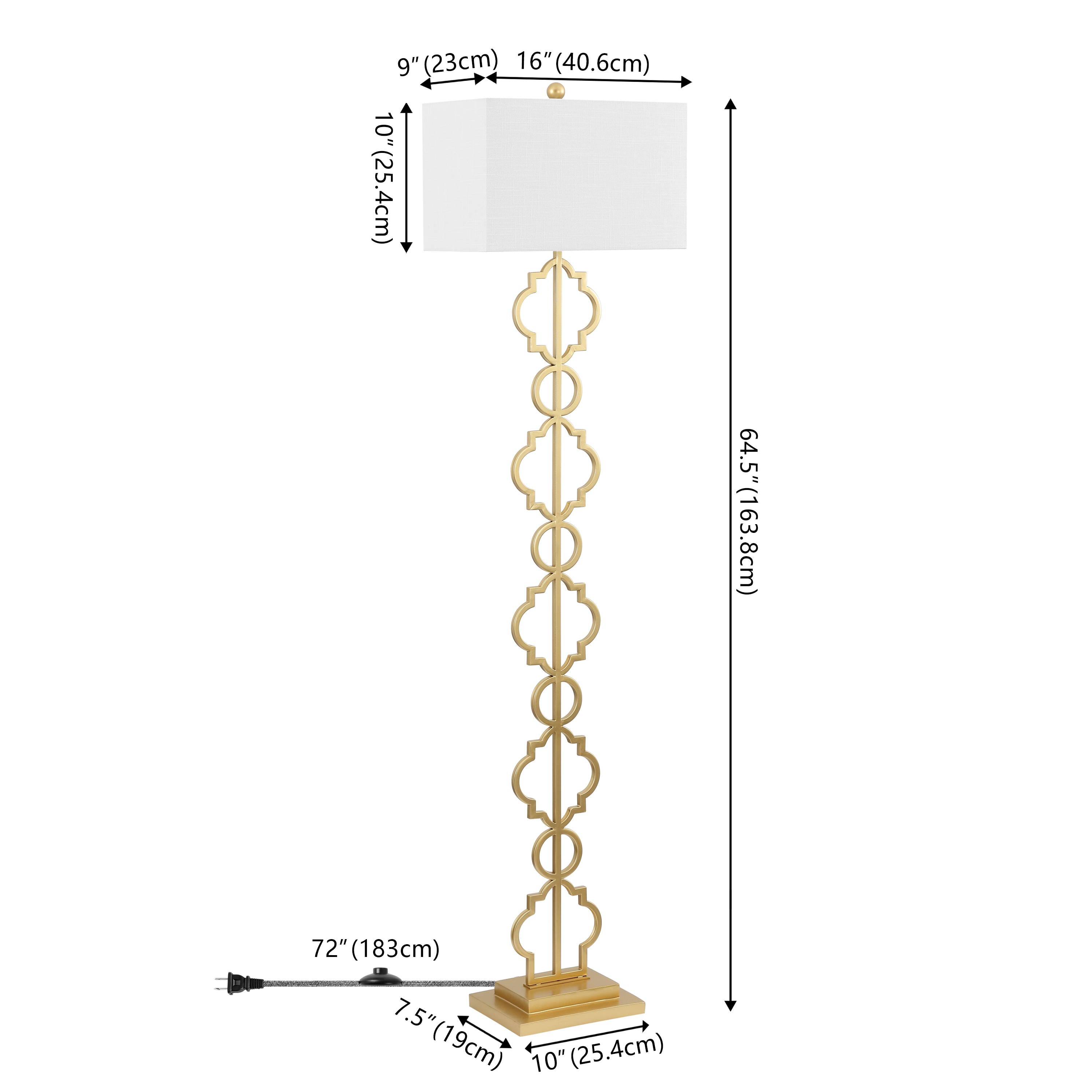 Selina 64.5" Gold Metal LED Floor Lamp with White Linen Shade