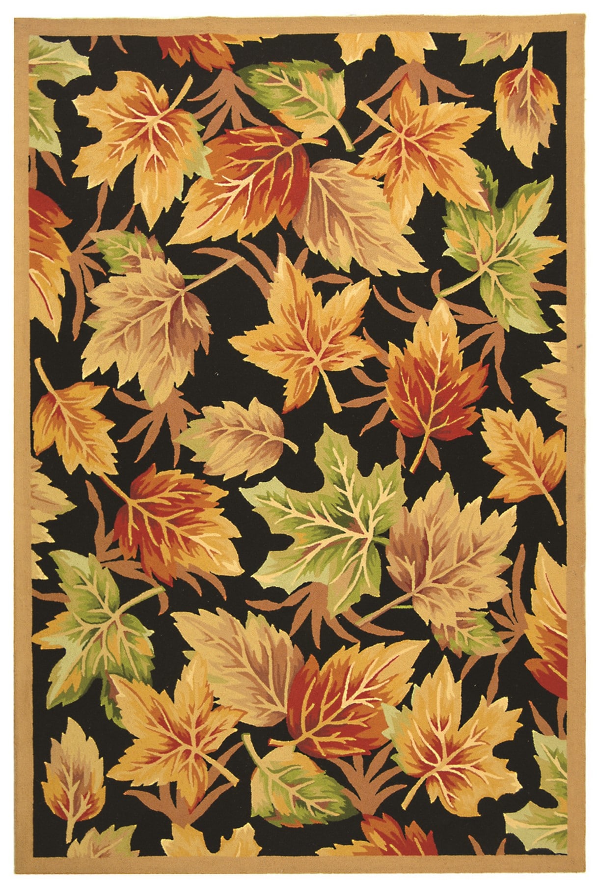 Safavieh HK218B-9 Chelsea Pistoia 9 x 12 (ft) Hooked Wool Black Rectangular Indoor Floral/Botanical Area rug