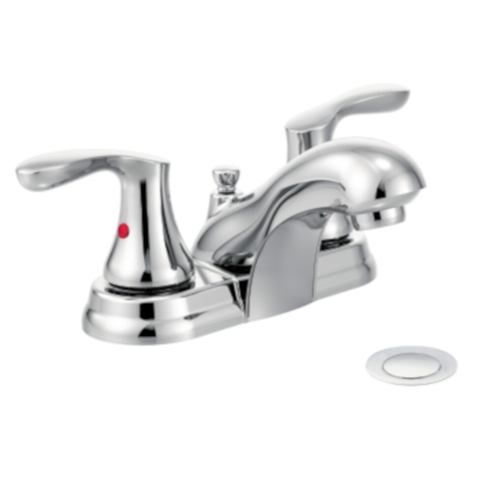 Cleveland Faucet Group 707334 Cornerstone Chrome 4-in centerset 2-handle WaterSense Low-arc Residential Handle Bathroom Sink Faucet with Drain