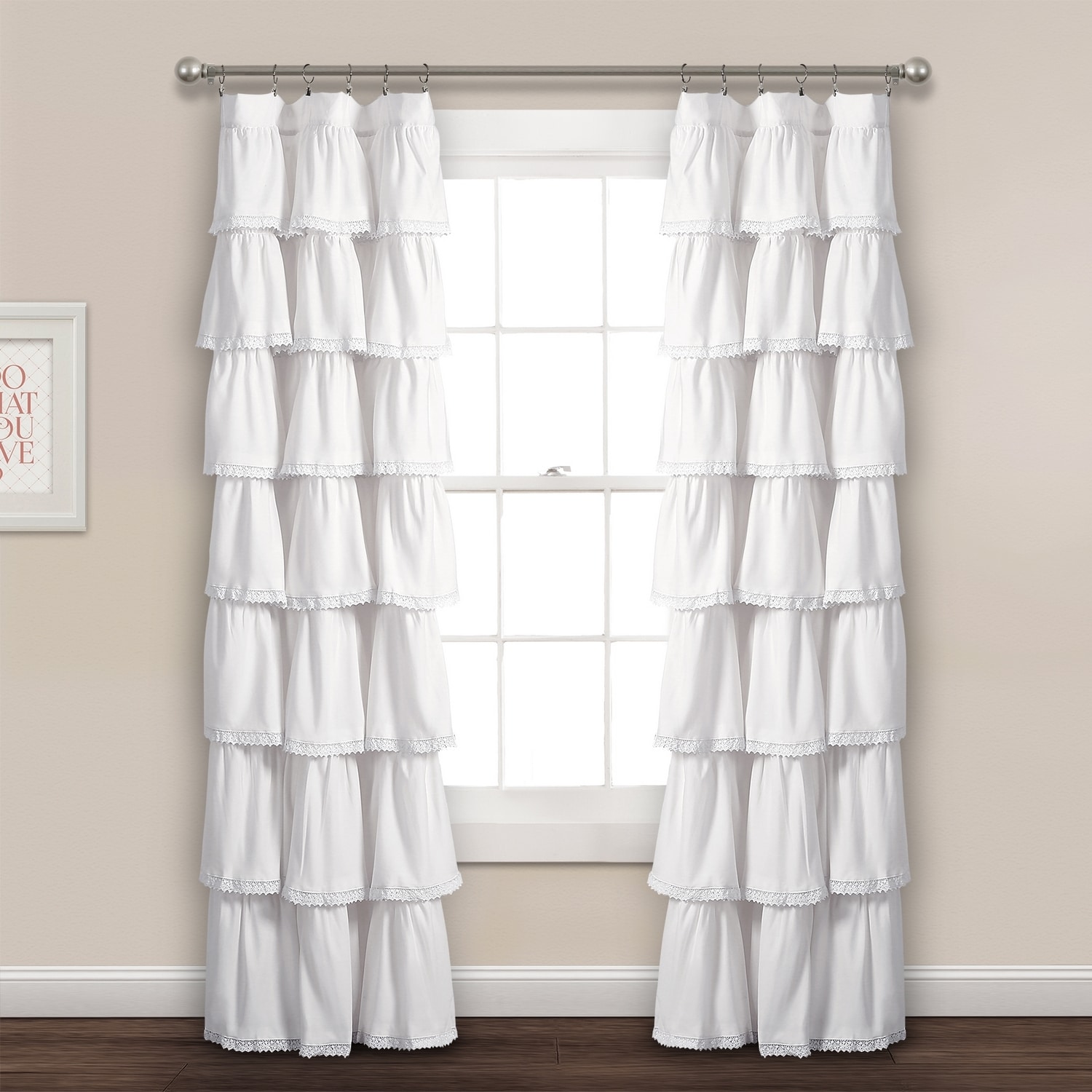 Lush Decor 16T002879 84-Inches White Rod pocket Single curtain panel