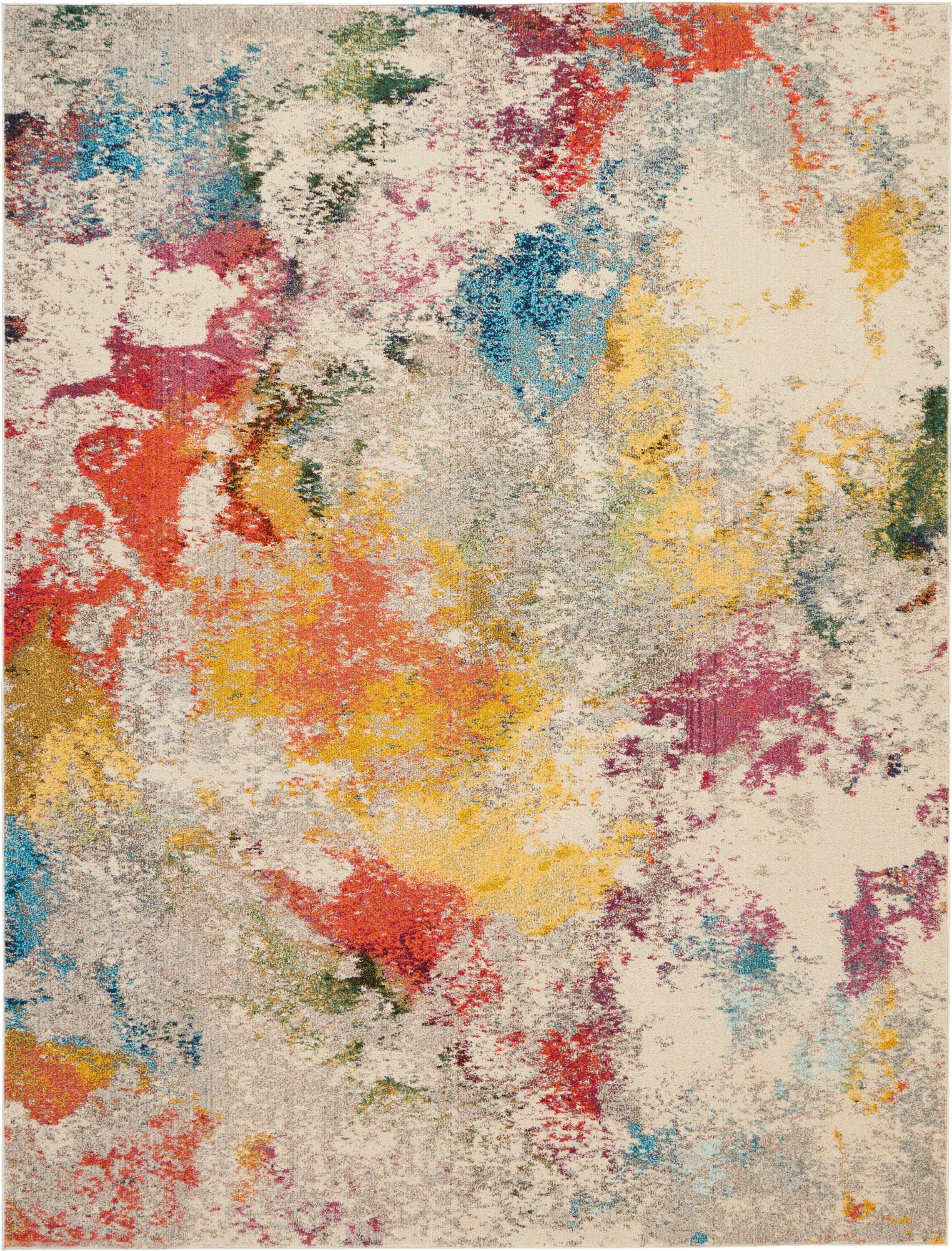Ivory Abstract Hand-knotted 9' x 12' Synthetic Rug