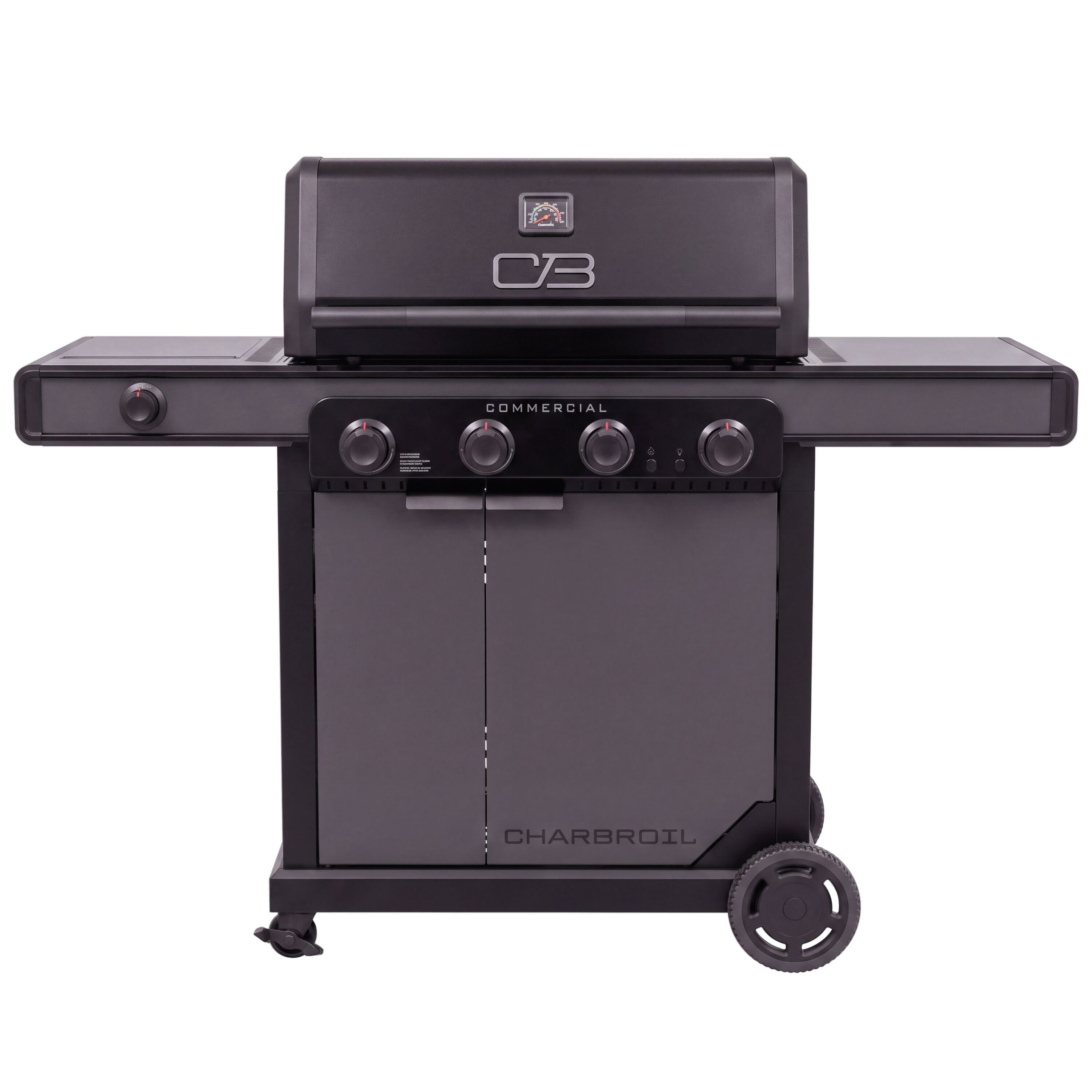 Commercial Series Grill and Griddle Combo Grey/Black 4 -Burner Infrared Liquid Propane and Natural Gas Grill