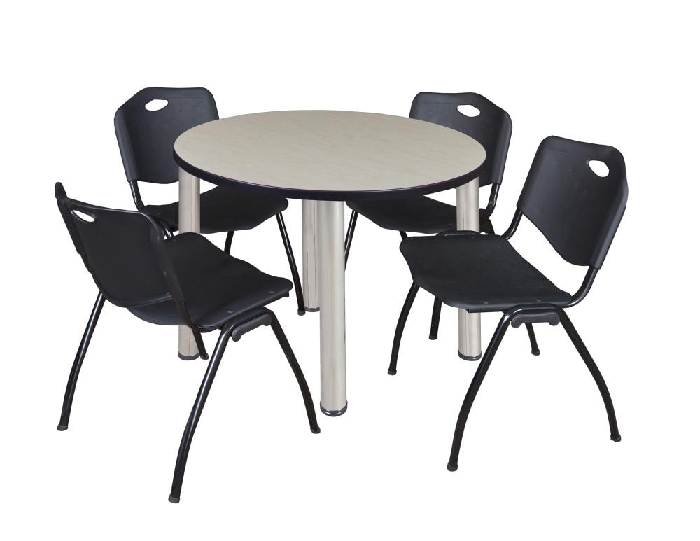 Regency TB36RNDPLBPCM47BK Breakroom Off-white 4-Person Training Table (36-in W x 29-in H)