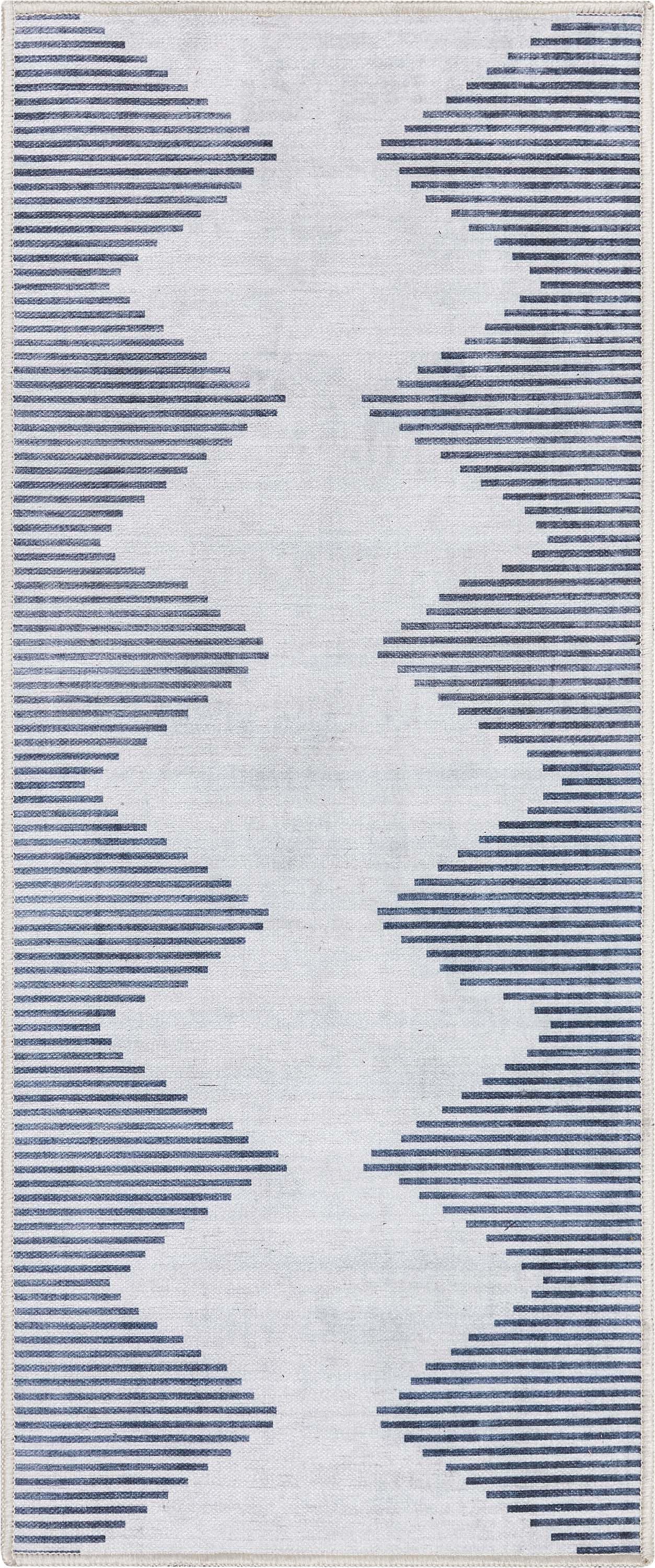 Apollo Bree Ivory and Gray Polyester Chenille 2' x 5' Runner Rug