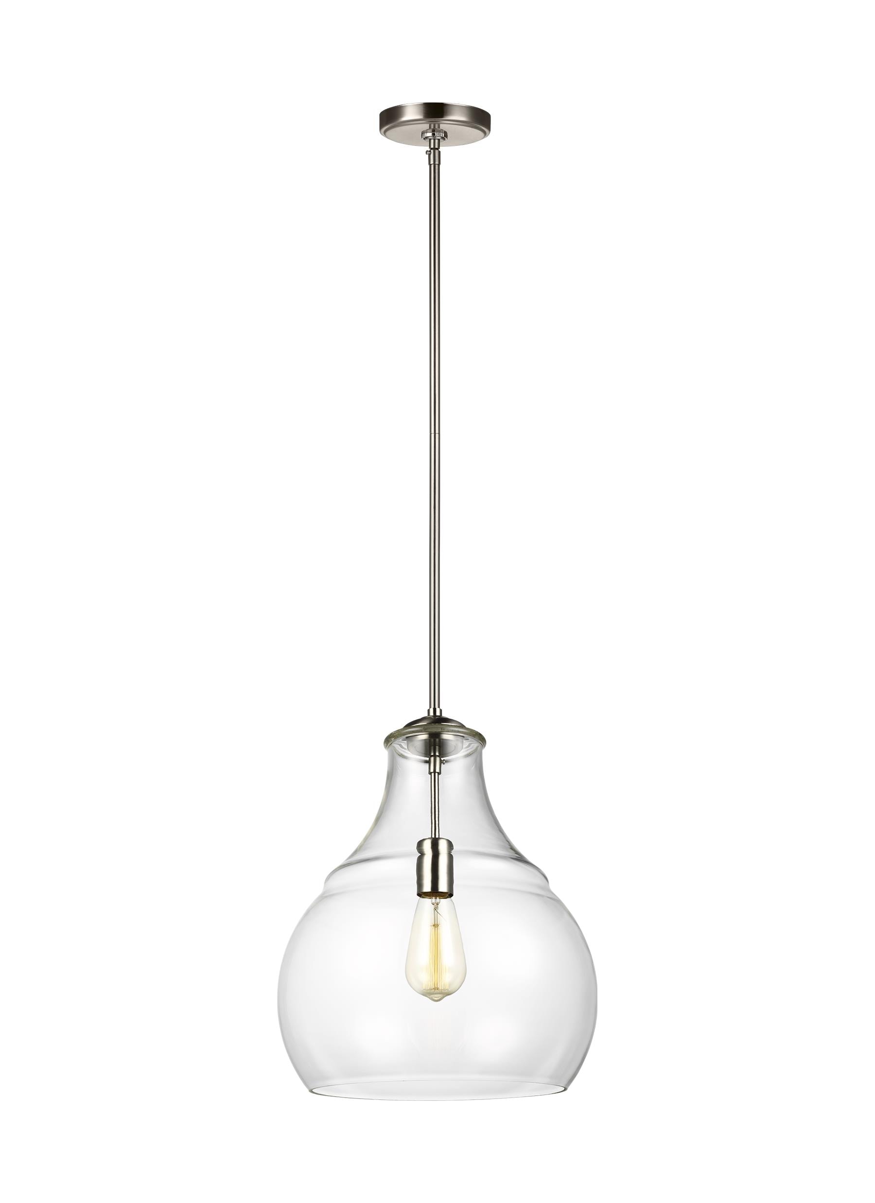 Satin Nickel Clear Glass 1-Light Mini Pendant
